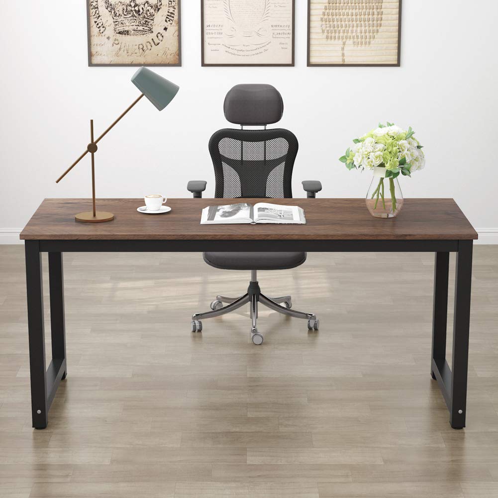 Tribesigns Modern Simple Computer Desk, 47 inch Vintage Office Desk Computer Table, Study Writing Study Desk Workstation for Home Office, Rustic Brown