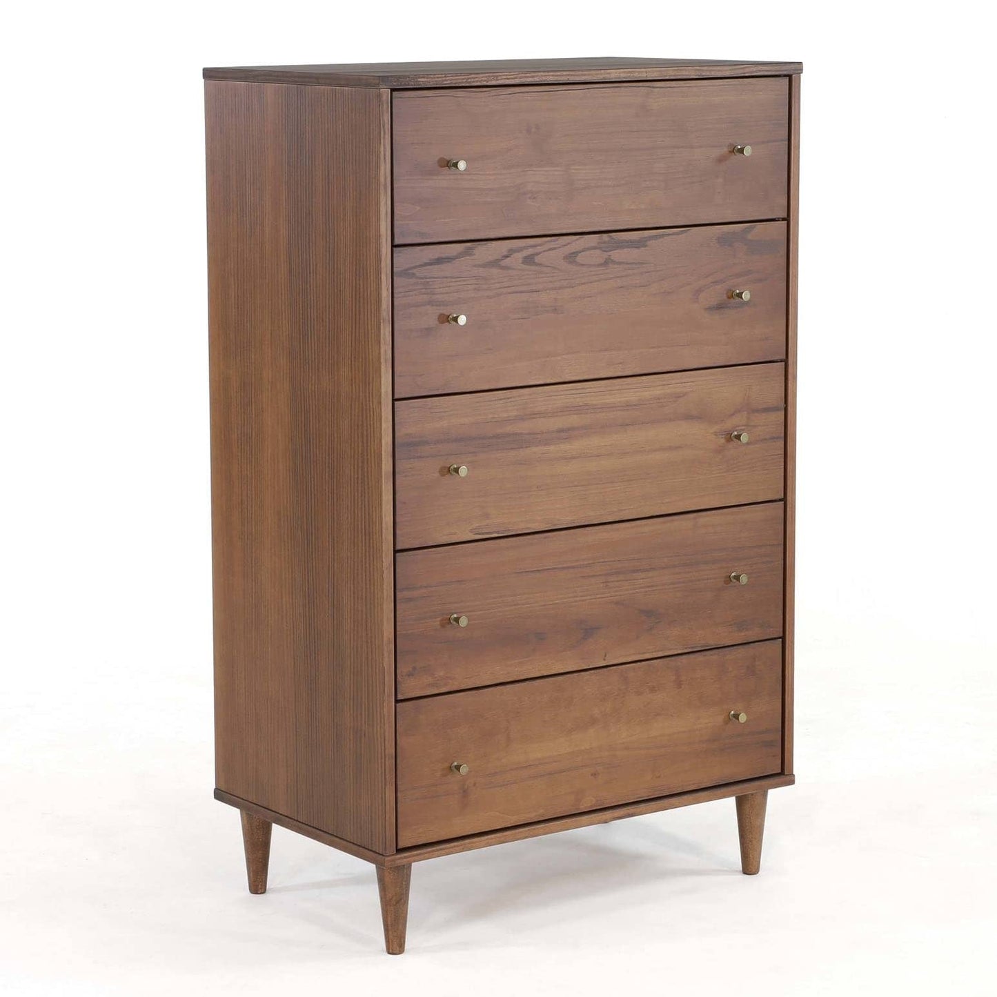 Grain Wood Furniture Mid Century 5-Drawer Chest, Brushed Walnut
