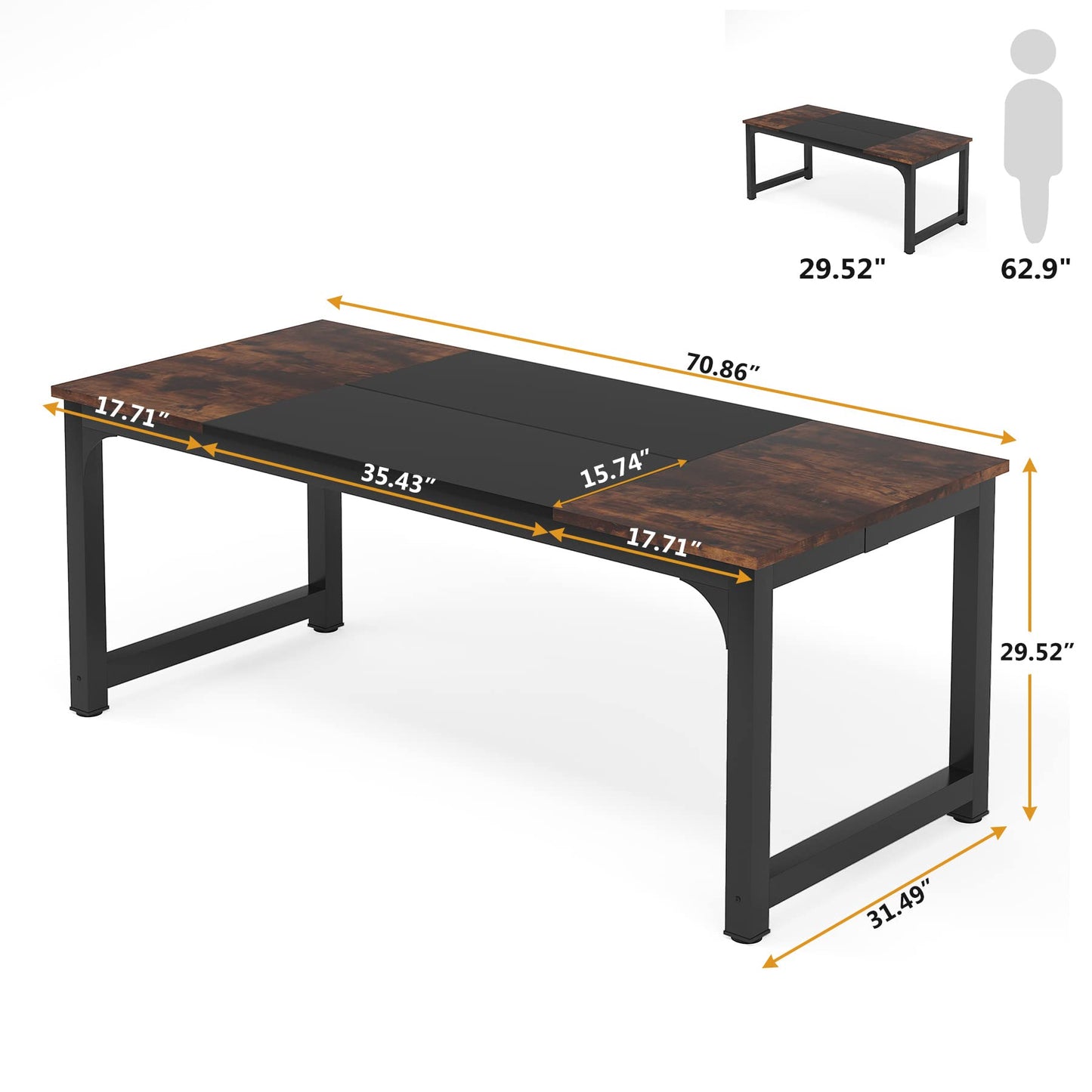 Tribesigns Modern Simple Computer Desk, 47 inch Vintage Office Desk Computer Table, Study Writing Study Desk Workstation for Home Office, Rustic Brown