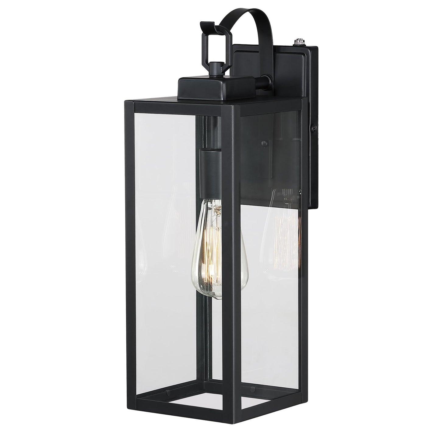 18 Inch Dusk to Dawn Outdoor Wall Light Fixtures, Large Exterior Waterproof Light Fixtures, Black Modern Porch Lights with E26 Sockets & Glass Shades, Wall Sconces for Patio, Garage, Front Door
