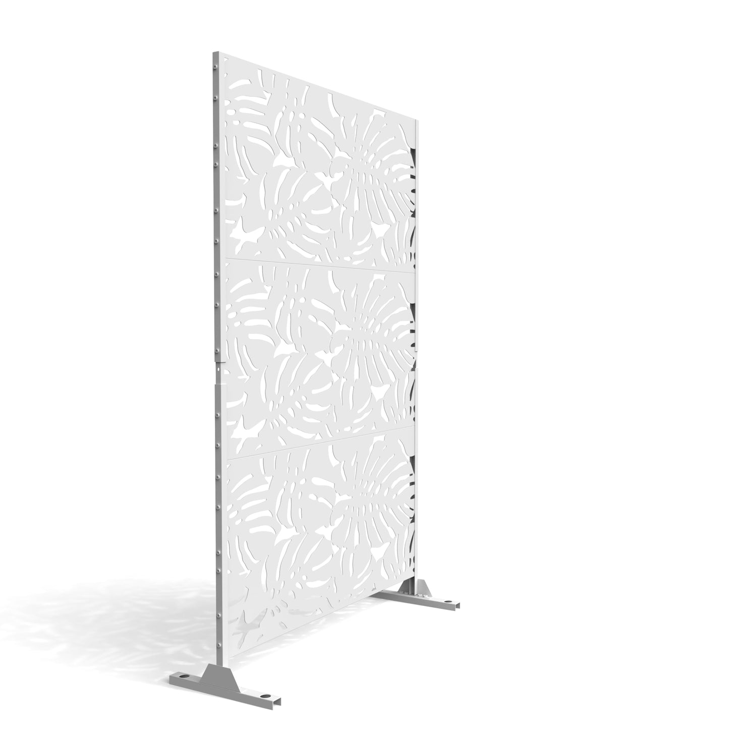 Metal Privacy Screen with Stand, 74" H×47" W Outdoor Privacy Screen for Deck Patio Lawn Garden (Black-Summer)