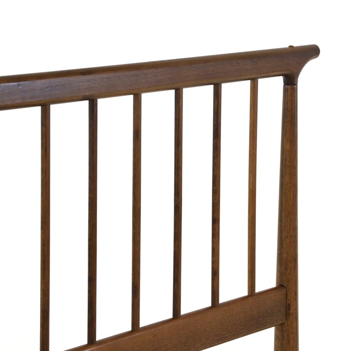 Grain Wood Furniture Mid Century Solid Wood Queen Size Spindle Bed with a Brushed Walnut Finish