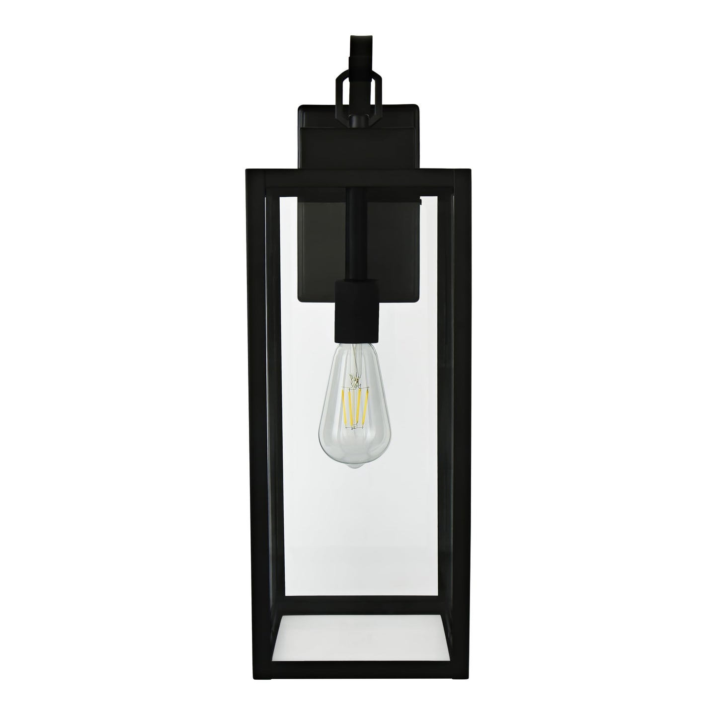 18 Inch Dusk to Dawn Outdoor Wall Light Fixtures, Large Exterior Waterproof Light Fixtures, Black Modern Porch Lights with E26 Sockets & Glass Shades, Wall Sconces for Patio, Garage, Front Door