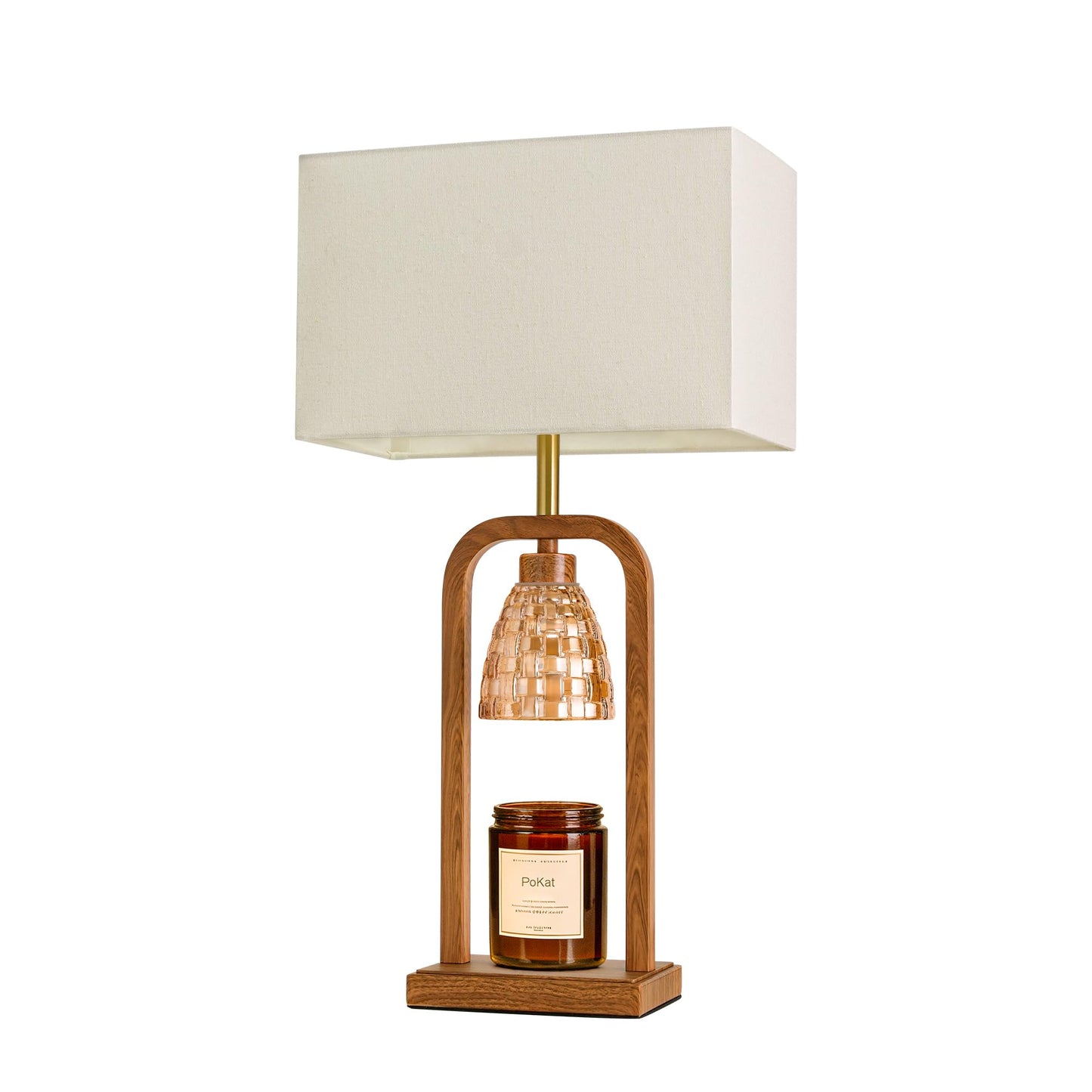 PoKat Gold Table Lamp Candle Warmer, Candle Warmer Lamp with Timer Dimmer, Wax Light Warming Table Lamp for Jar Candles, Modern Bedside Lamp for House Warming Home Decor Living Room, Bulb Included