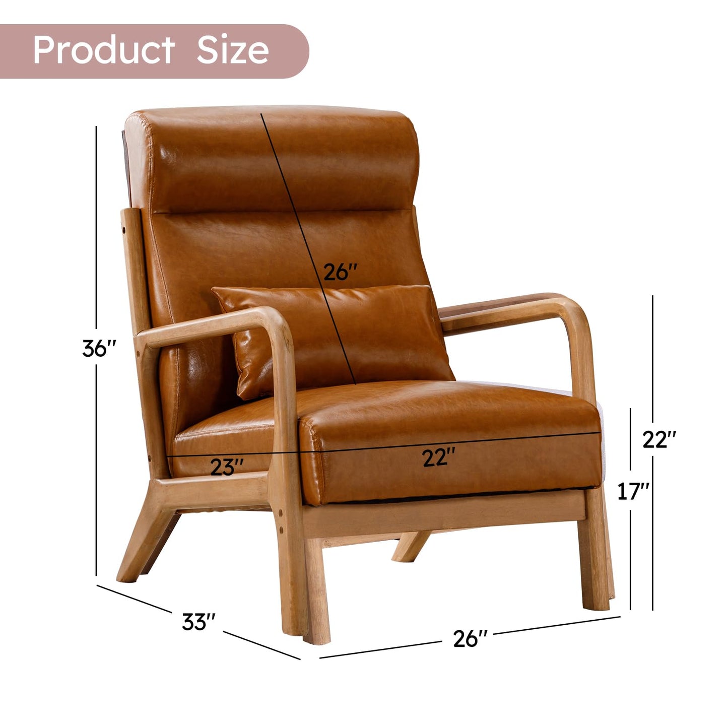 IOMOR Accent Chair Mid Century Modern Chair Linen Fabric Living Room Chairs with Solid Wood Frame Comfy Upholstered and Lumbar Pillow Reading Side Chair Easy Assembly for Bedroom Room (1, Linen Green)