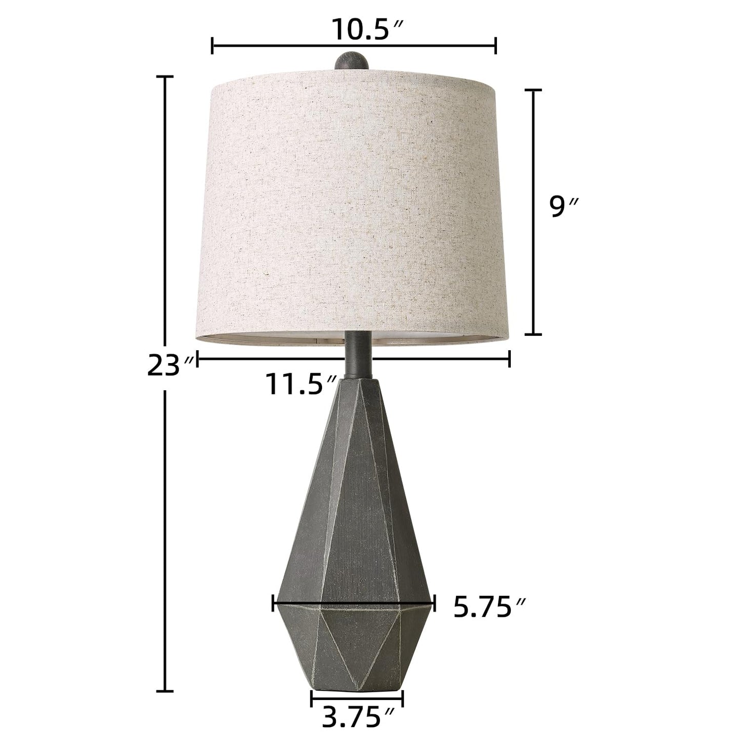 PoKat 20.25" Retro Farmhouse Table Lamp Set of 2 - Living Room & Bedroom Rustic Linen Bedside Nightstand Lamps for Kids, Study, Office - Resin, Suitable for Small Places