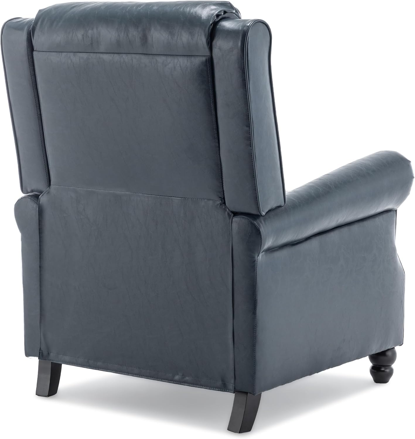 Pushback Recliner Chairs Set of 2, Comfy Fabric Wingback Recliner Chair, Upholstered Armchair Push Back Recliner with Wood Legs, Rivet Trim Accent Chair for Living Room, Bedroom, Blue Stripe