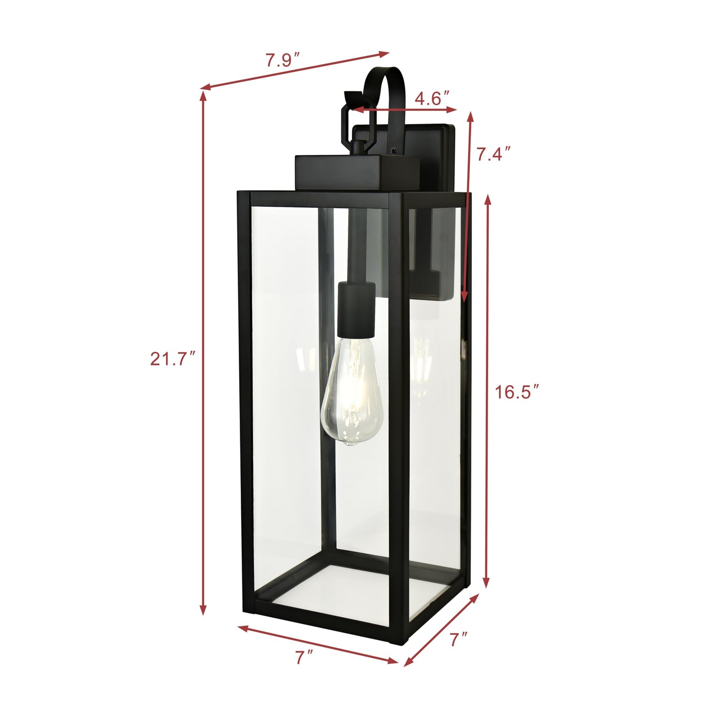 18 Inch Dusk to Dawn Outdoor Wall Light Fixtures, Large Exterior Waterproof Light Fixtures, Black Modern Porch Lights with E26 Sockets & Glass Shades, Wall Sconces for Patio, Garage, Front Door
