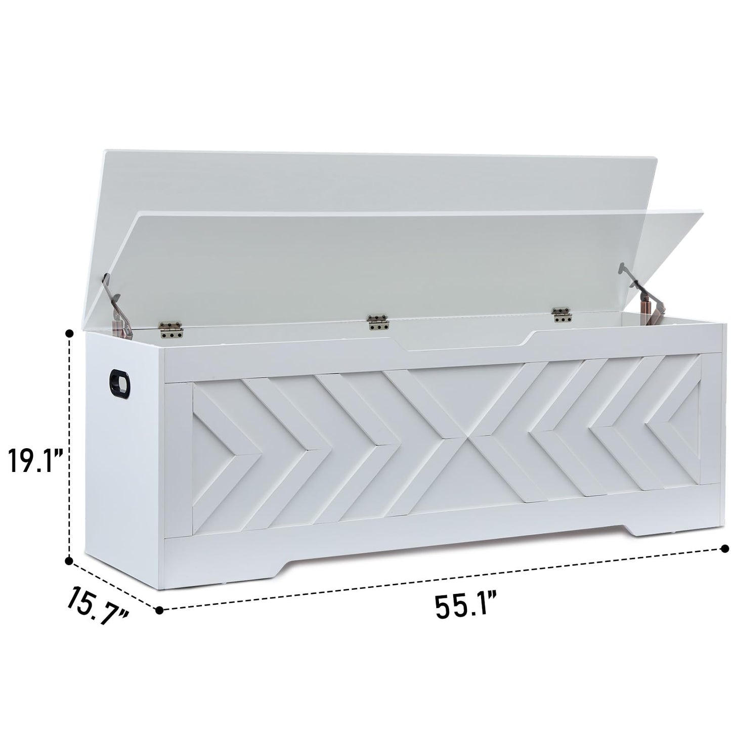 55.1” Storage Bench, Extra Large Entryway Bench with Storage,Storage Chest with 2 Safety Hinges,Blanket Storage,Shoe Storage Chest for Bedroom,Living Room,Easy Assembly. (Greige)