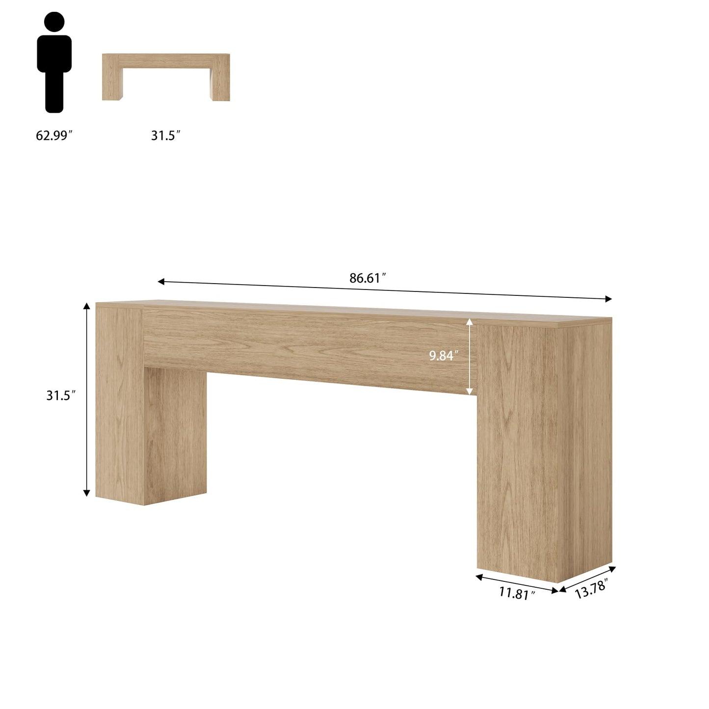 Epecoya Extra Long Console Tables for Entryway 86-Inch, Farmhouse Couch Table Behind Sofa Wooden, Modern Entryway Table for Entrance, Hallway, Living Room, Apartment, Natural Oak Brown