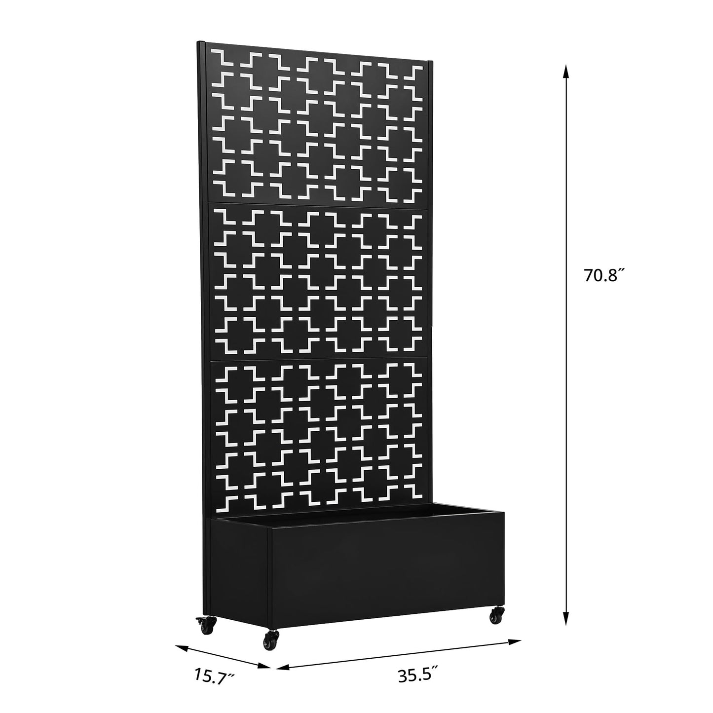 Metal Raised Garden Bed with Trellis and Wheels, 71"x47"x16" Planter Box with Privacy Screen & Drainage Holes, Arched Outdoor Garden Bed for Climbing Plants, Vegetables, Flowers (Black-Square)