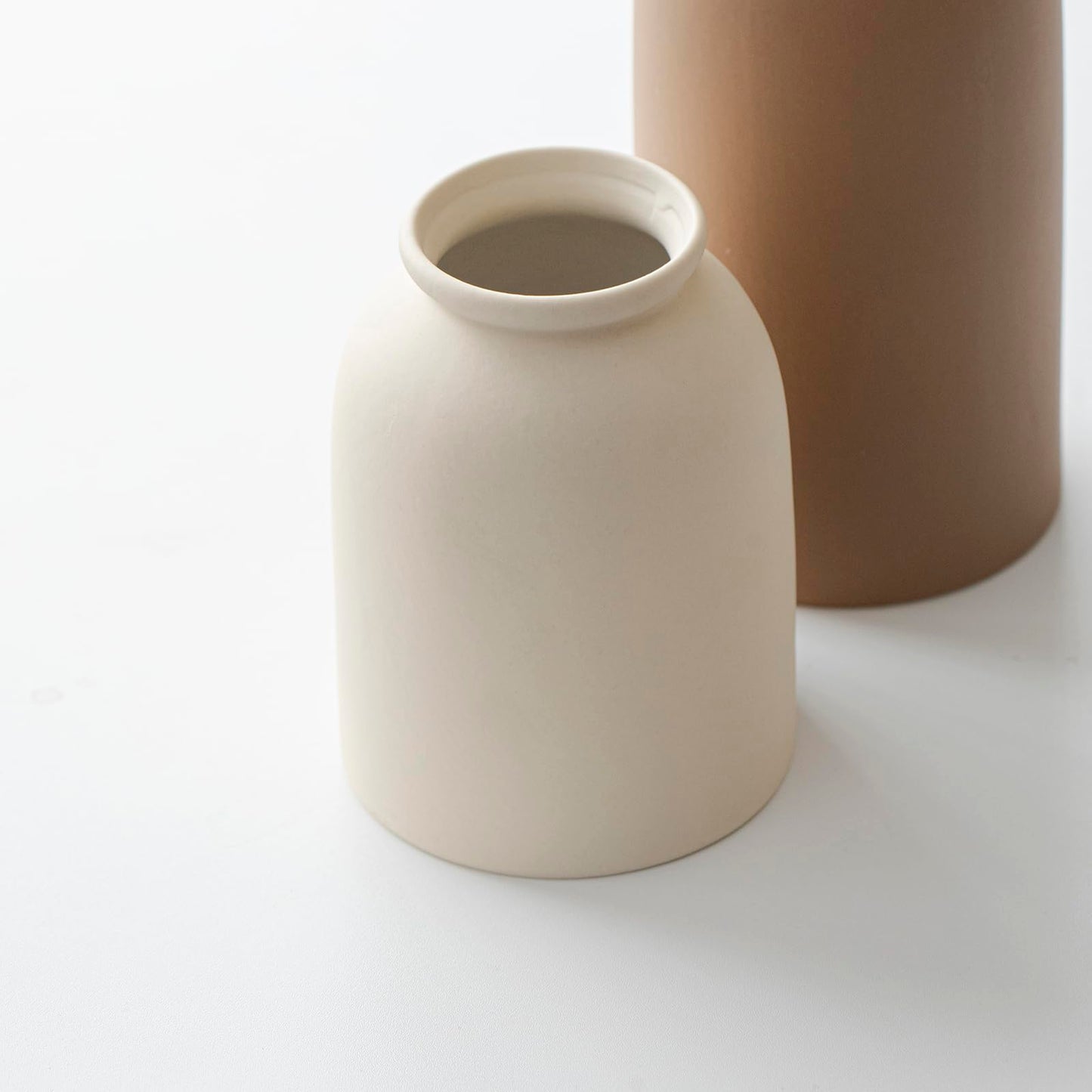 10.4 inches Tall Decorative Ceramic Vase Set, 3 Pieces, Nordic Modern Boho Style, White, Modern Farmhouse for Home Decor (Coffee Mix)