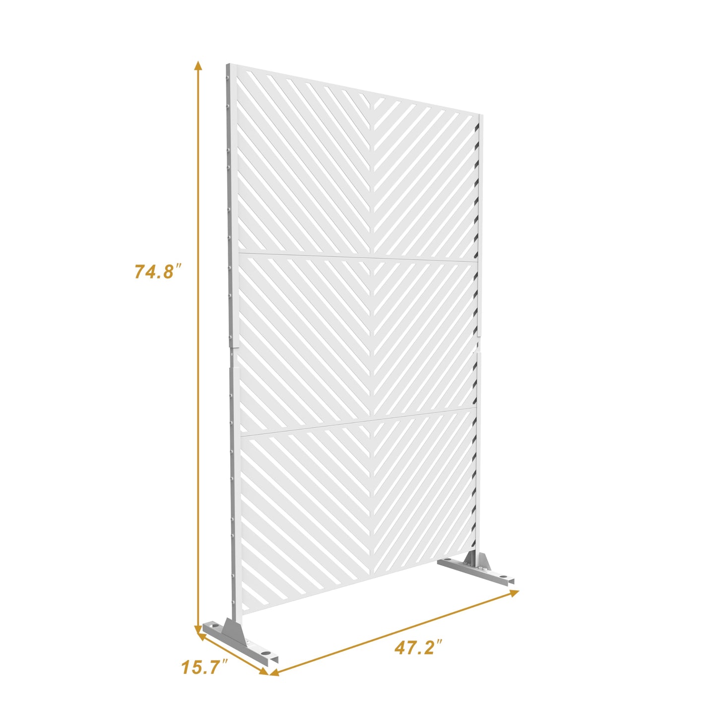 Metal Privacy Screen with Stand, 74" H×47" W Outdoor Privacy Screen for Deck Patio Lawn Garden (Black-Summer)