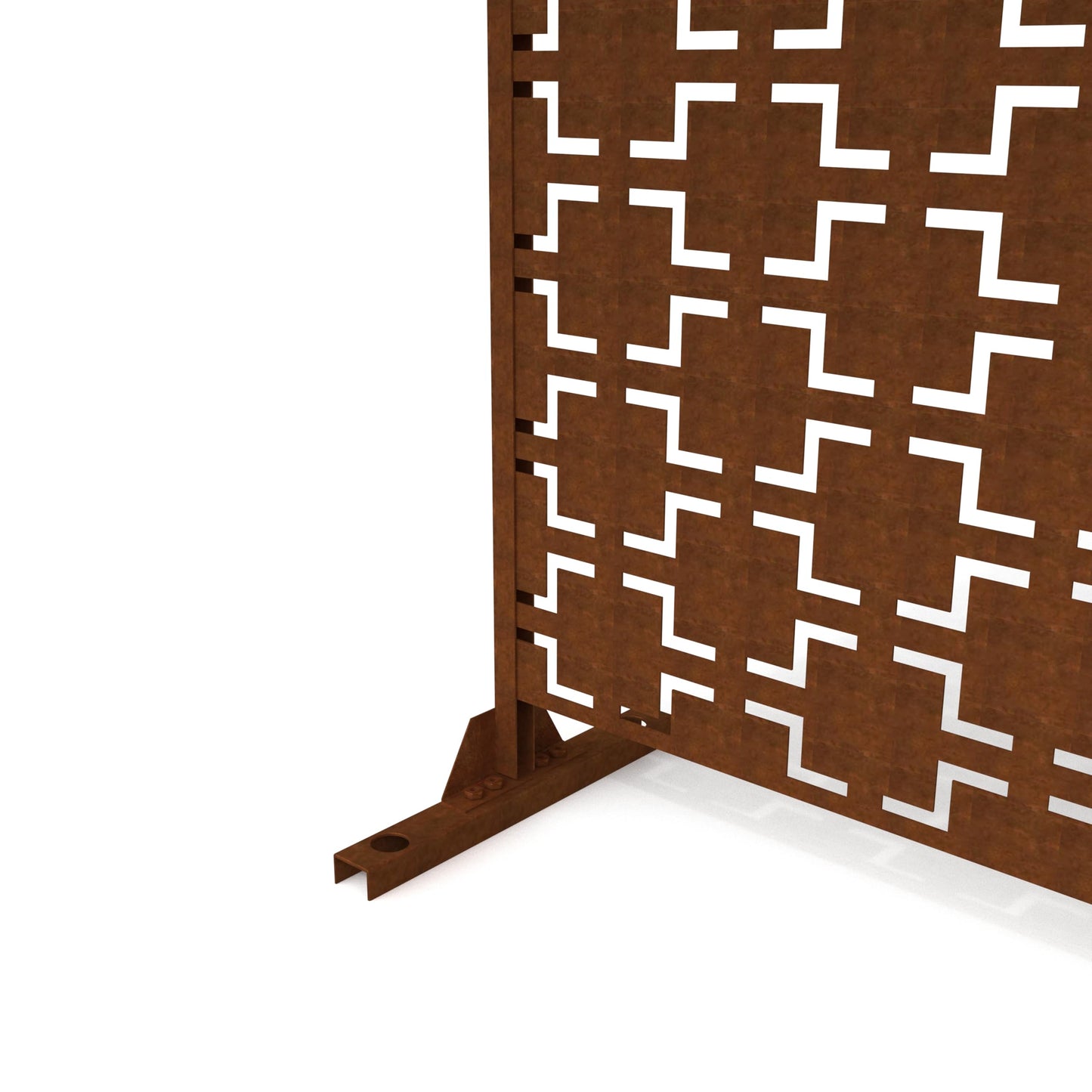 Outdoor Metal Privacy Screen with Stand, 72" H x 47" W Freestanding Outdoor Patio Divider, Decorative Patio Privacy Fence Panel for Garden Backyard Balcony Porch (Brown-Crossbanding)