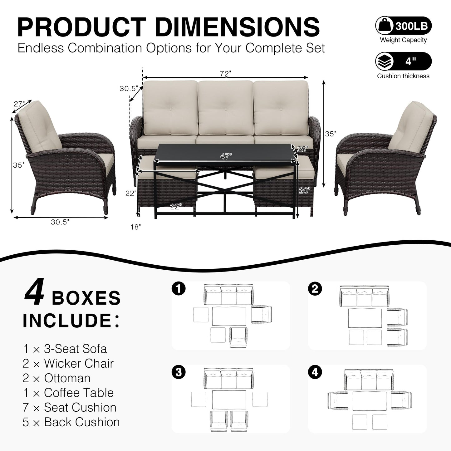 Joyside Wicker Patio Chairs Set of 2, Rattan Outdoor Furniture with Thickened Cushions, High Back, Deep Seating, Wide Armrest, Outdoor Chairs for Porch, Deck