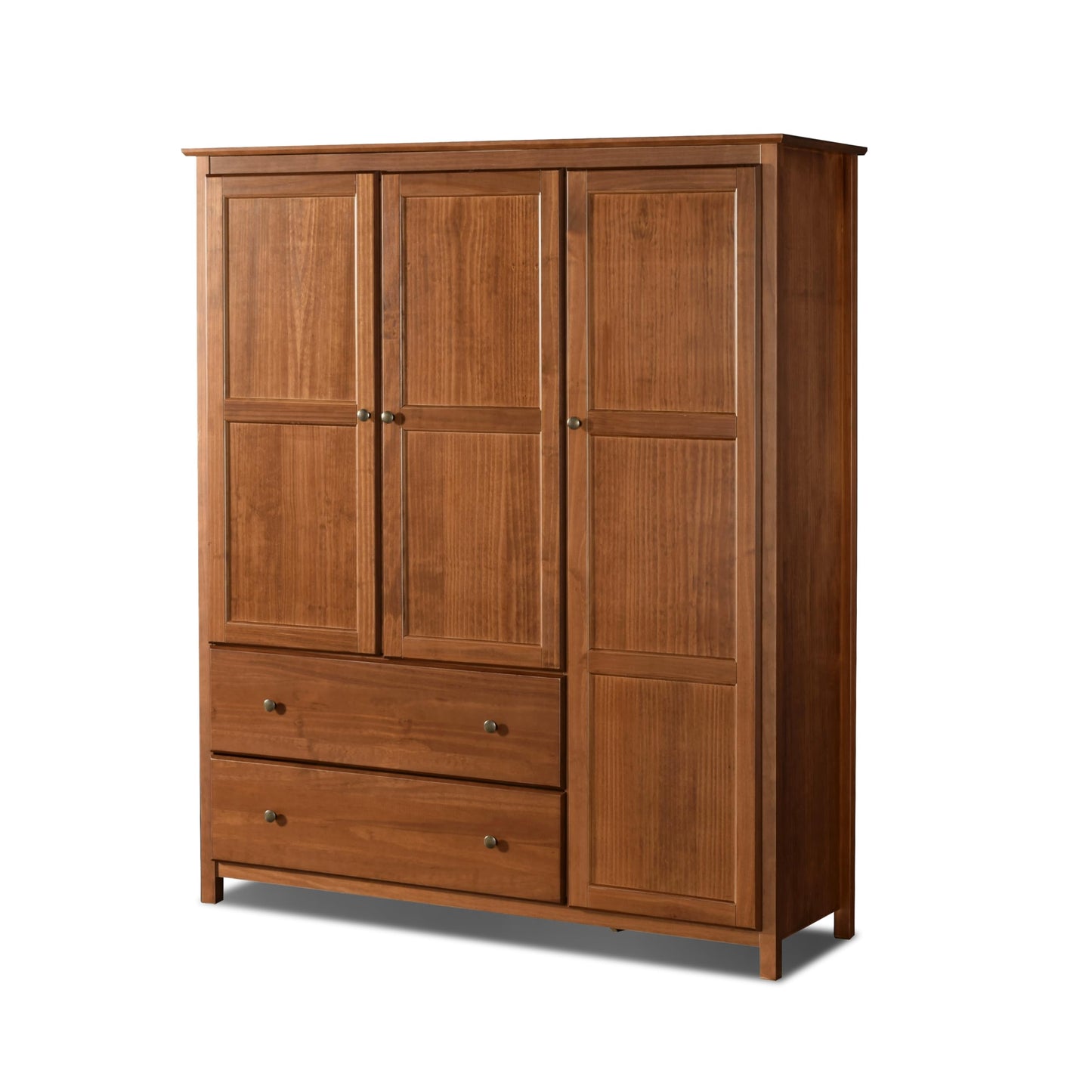 Grain Wood Furniture Shaker 3-Door Wardrobe, Solid Wood with Expresso Finish