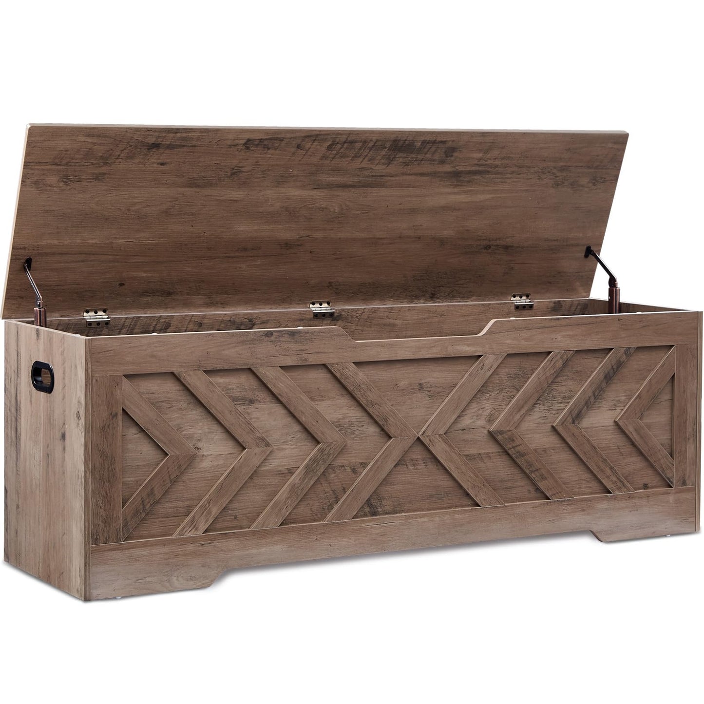 55.1” Storage Bench, Extra Large Entryway Bench with Storage,Storage Chest with 2 Safety Hinges,Blanket Storage,Shoe Storage Chest for Bedroom,Living Room,Easy Assembly. (Greige)