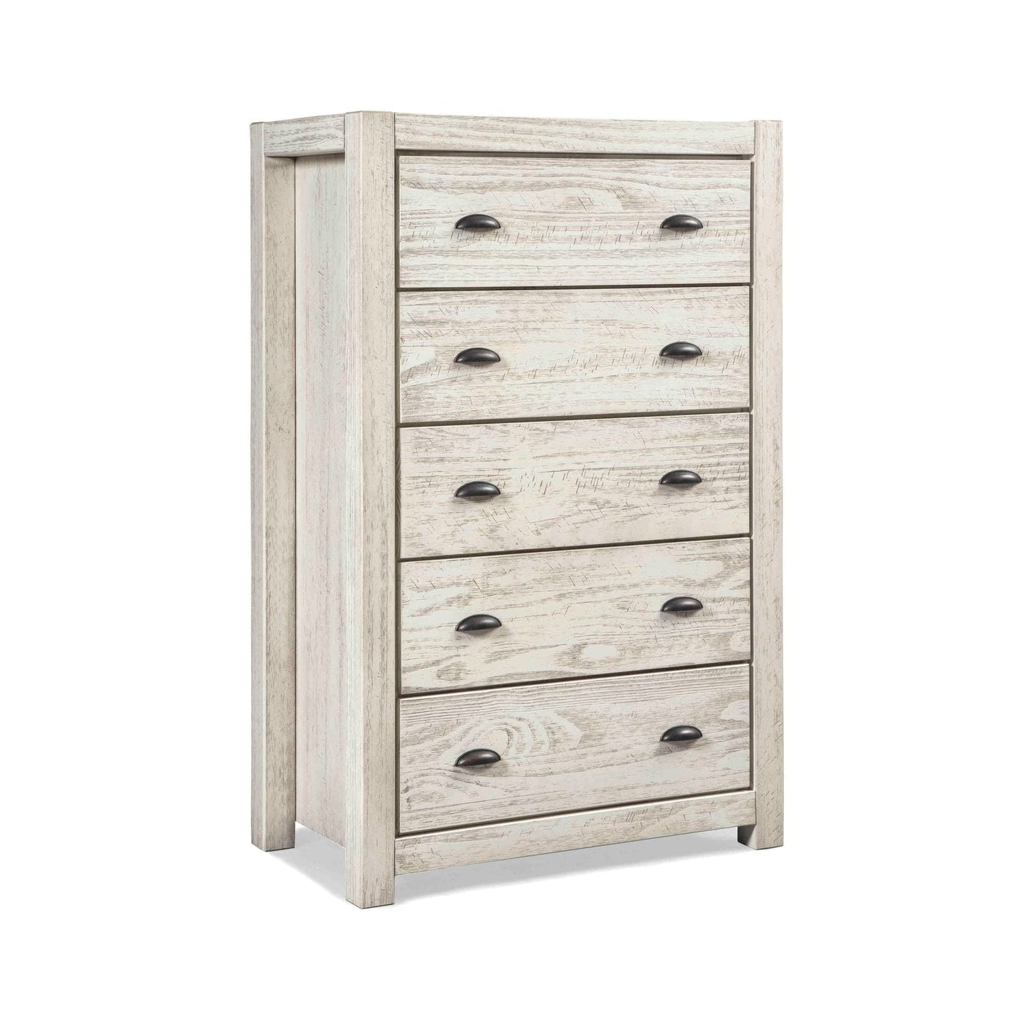 Grain Wood Furniture Montauk 5-Drawer Chest, Solid Wood with a Rustic Walnut Finish
