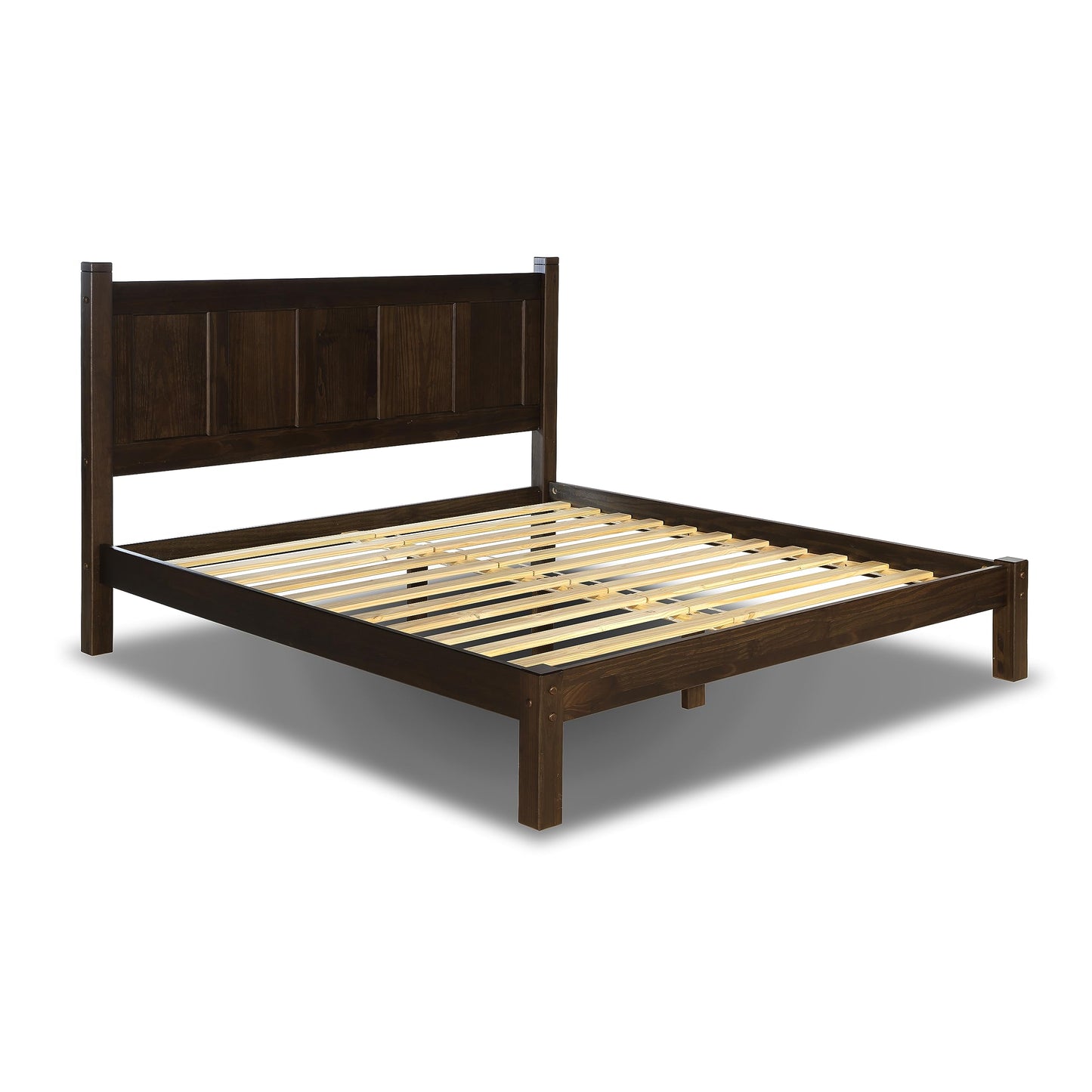Grain Wood Furniture Shaker Solid Wood Panel Platform Bed, Queen Size, Expresso