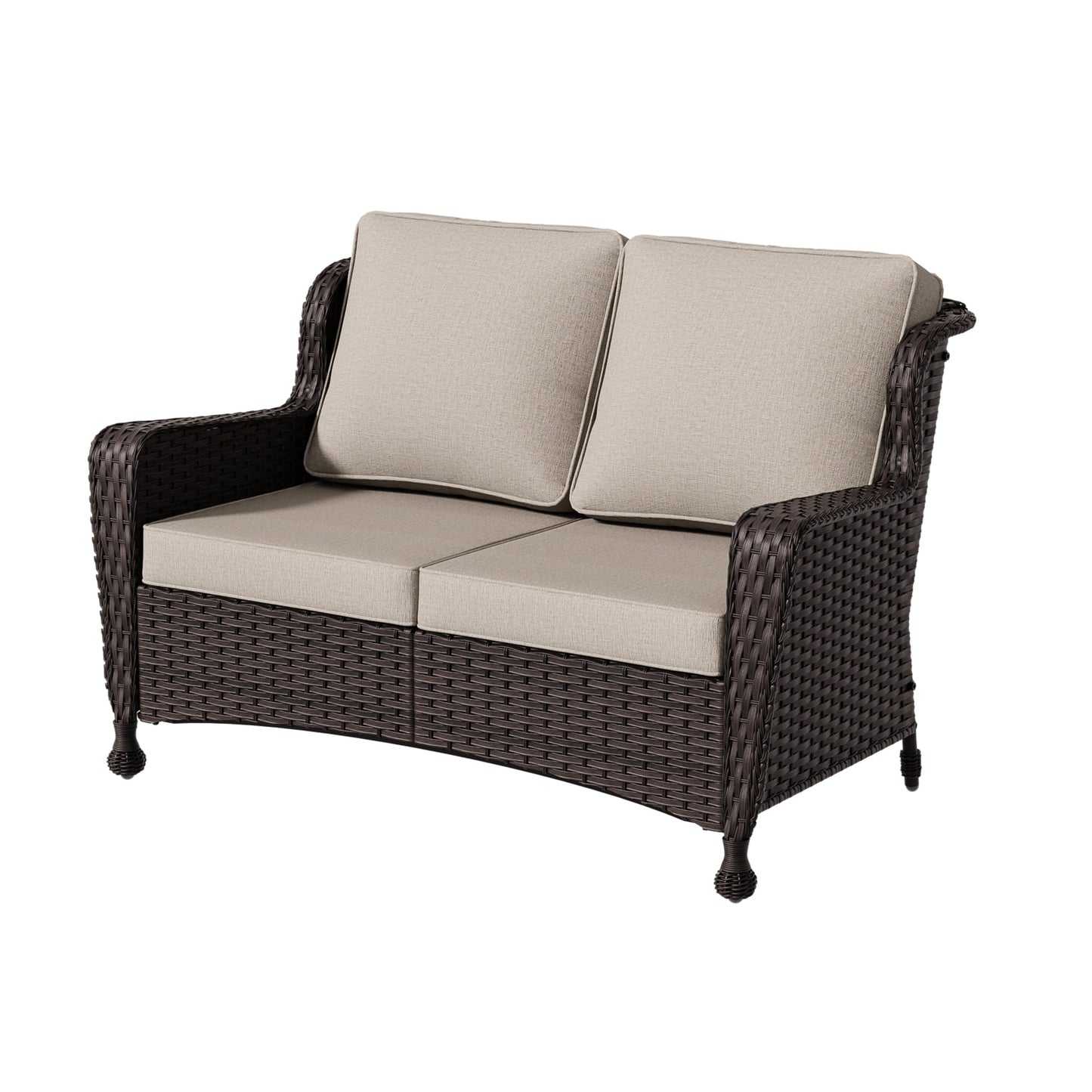 Wicker Patio Loveseat, All-Weather Rattan 2-Seat Sofa with Cushions, Outdoor Patio Furniture Set for Patio, Balcony, Backyard, Deck, Poolside
