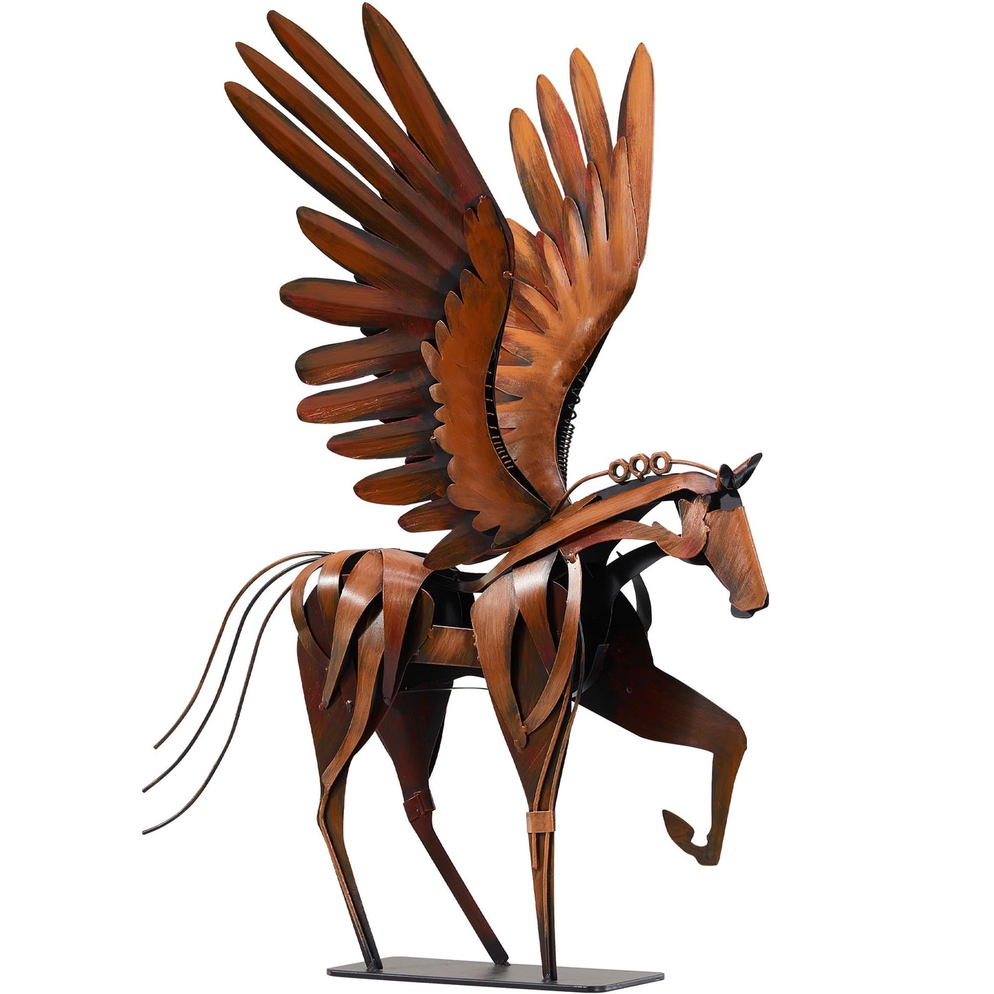 SunBlogs Art Metal Horse Statue Decor, Handmade Strong Modern Horse Sculpture Handicraft, Rustic Metal Statue Decorations Gift for Home Office Desk Figurine (Brown)