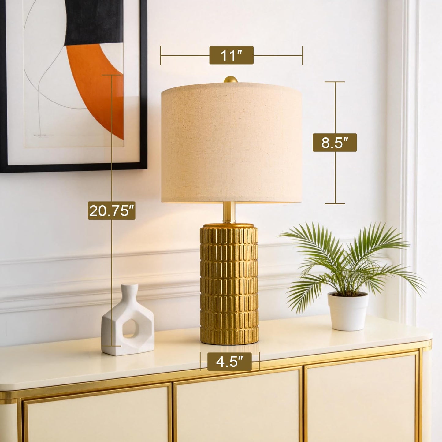 PoKat 20.75" Small Modern Ceramic Table Lamps Set of 2 for Bedroom, White Bedside Lamps for Night Stands, Farmhouse Desk Decor Gift Nightstand Table Lamps for Living Room End Table Beige