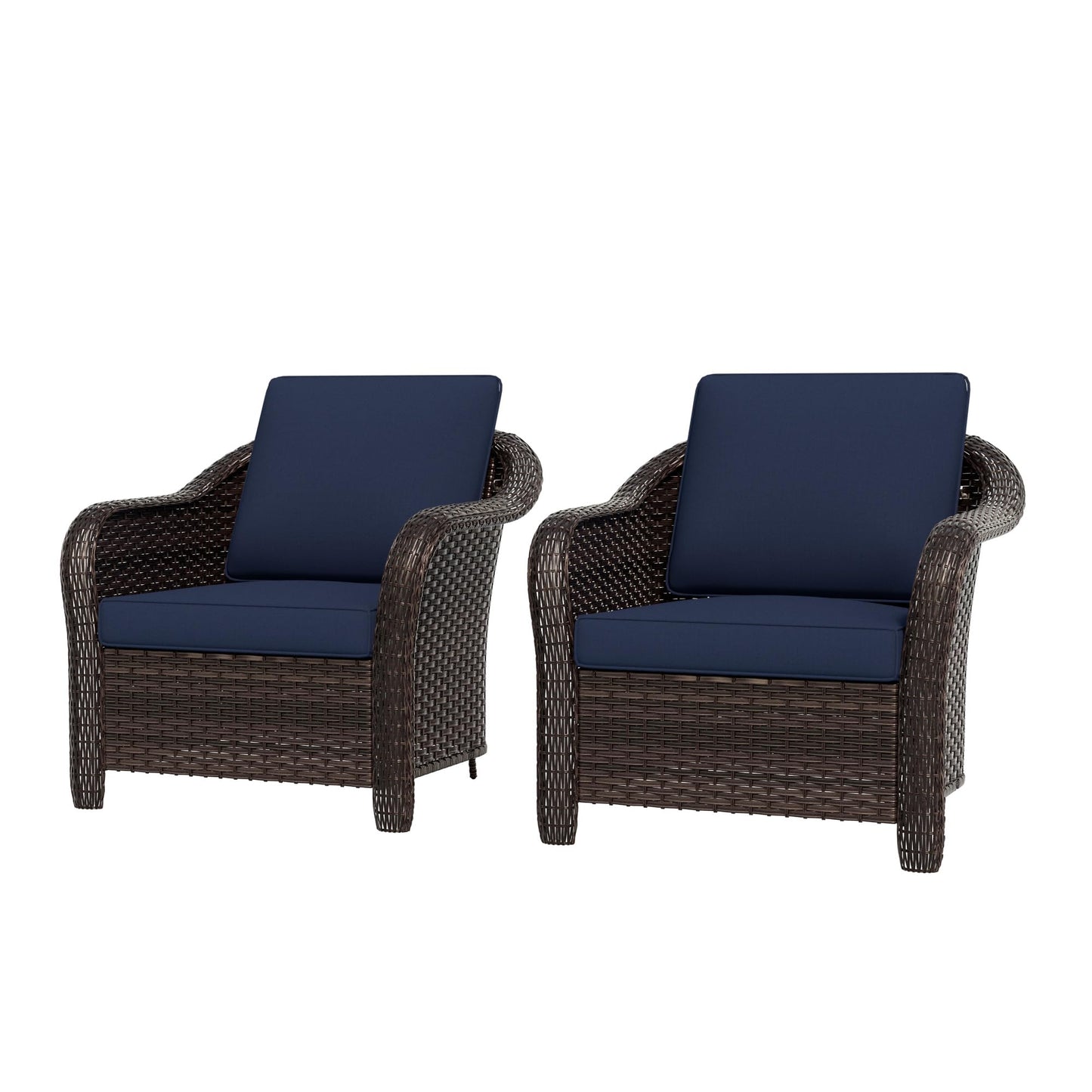 55 inch Outdoor Wicker 2 Seater Sofa, All-Weather Use Patio Rattan Loveseat with Seat and Back Cushion, Ideal for Porch, Backyard, Balcony, Poolside, Blue