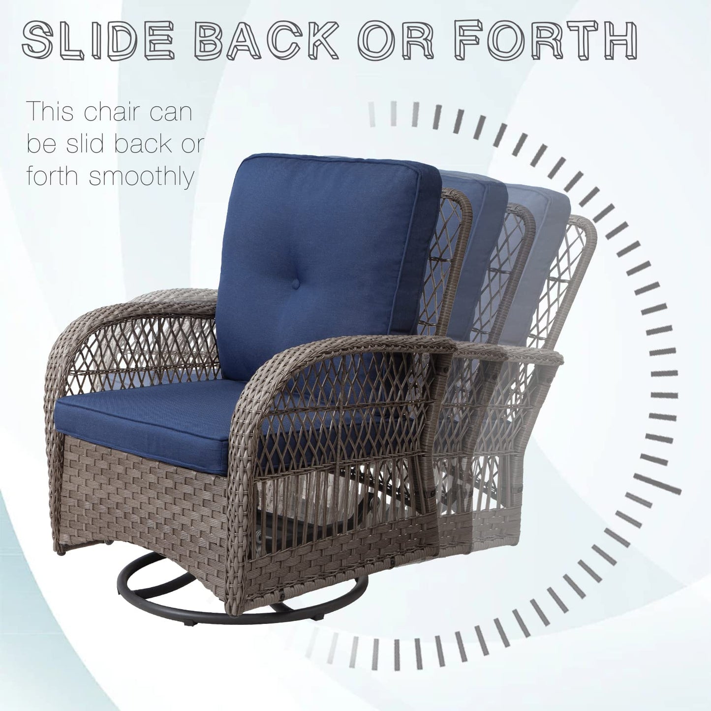 Joyside Patio Bistro Set, 3-Piece Outoodr Wicker Swivel Rocking Chair Set, Outdoor Patio Furniture Chair with Side Coffee Table & Durable Fabric Cushion(Brown/Beige)