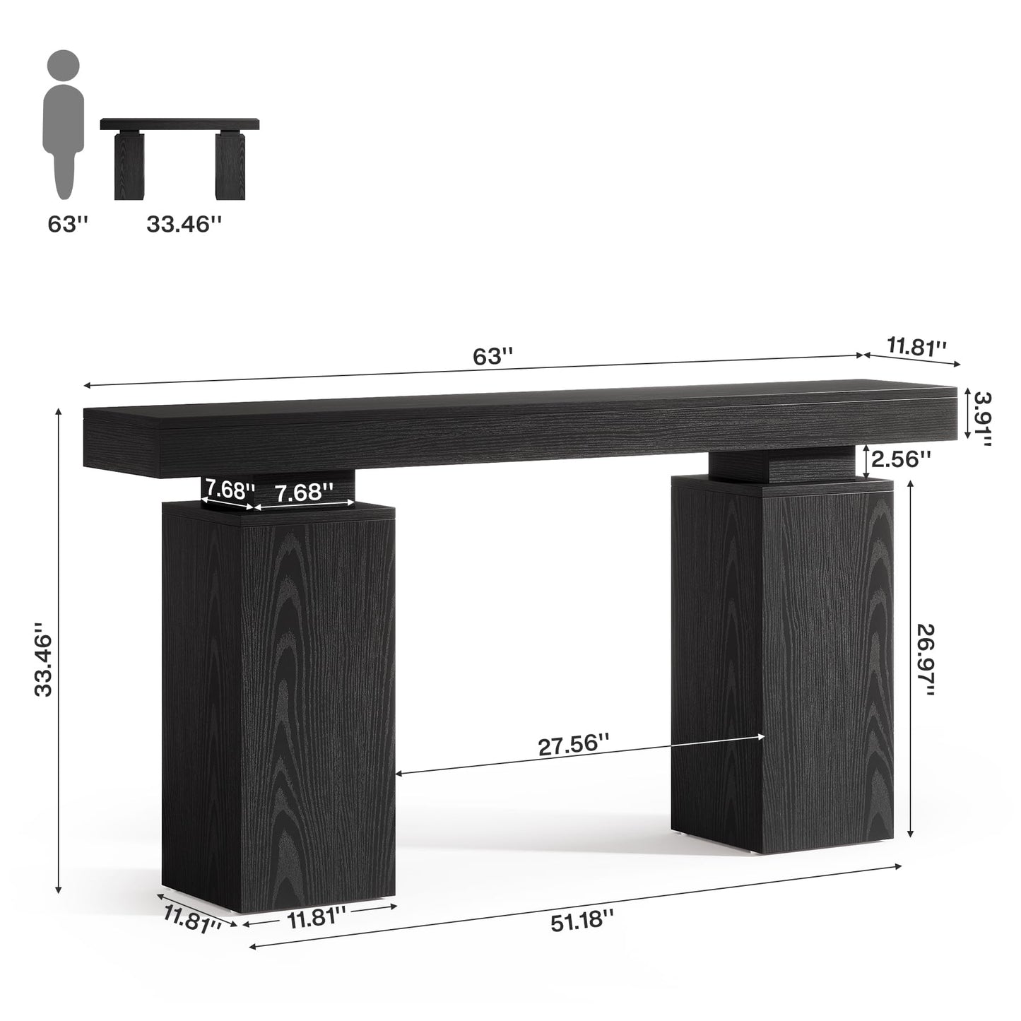 Tribesigns 63-Inch Long Console Table, Farmhouse Entryway Table Behind Couch, Wooden Foyer Stand Entry Station, Modern Hallway Accent Furniture for Living Room Decor, Entrance, Brown