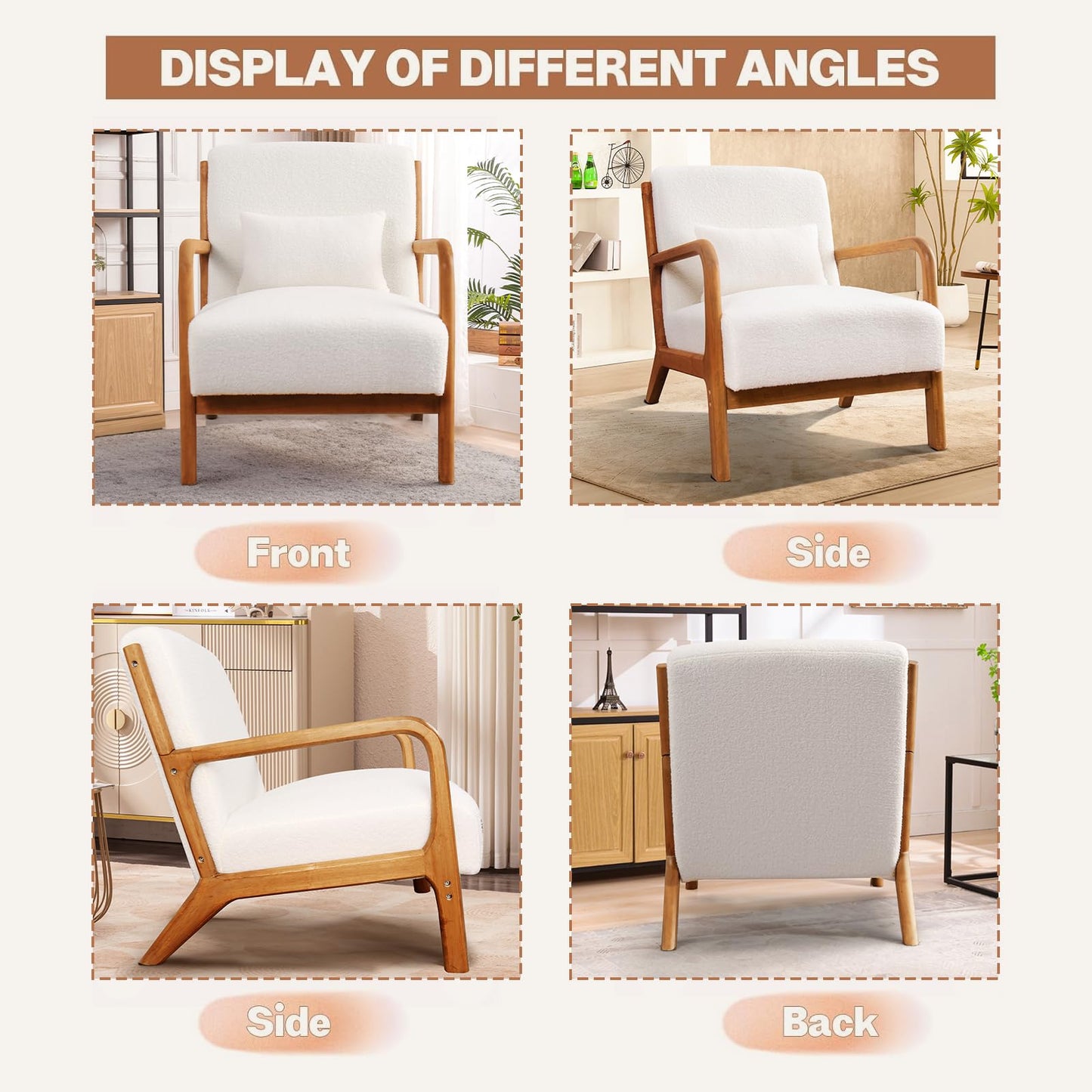 IOMOR Accent Chair Mid Century Modern Chair Linen Fabric Living Room Chairs with Solid Wood Frame Comfy Upholstered and Lumbar Pillow Reading Side Chair Easy Assembly for Bedroom Room (1, Linen Green)