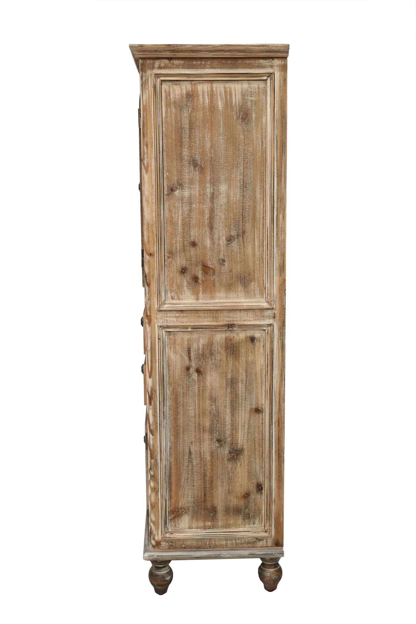 LKTART KTART 55'' Tall Kitchen Pantry Cupboard Storage Cabinet with Shelves & Drawer,French Country Accent Cabinet with Embossed Floral Metal Doors and Solid Wood Frame,Natural Wood