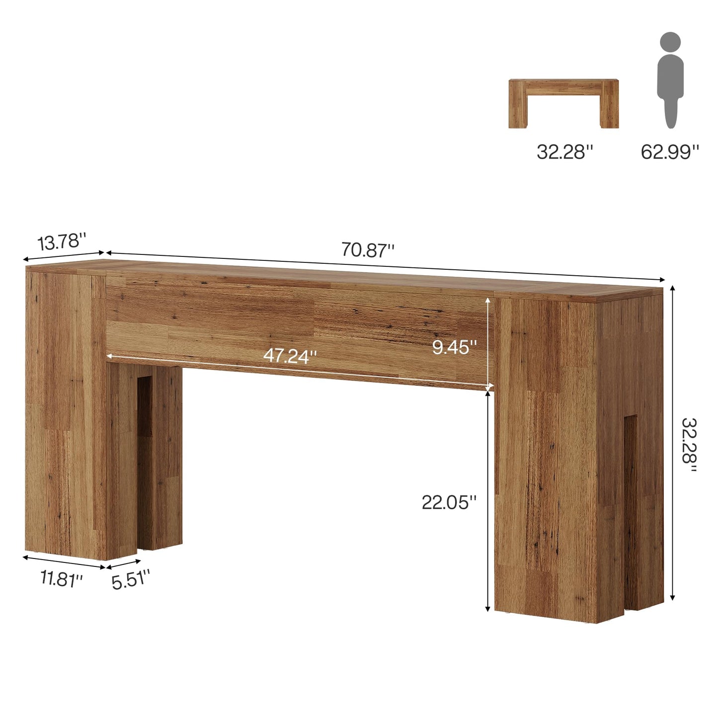 Tribesigns 71-Inch Long Console Table for Entryway, Farmhouse Sofa Console Behind Couch, Entry Table for Hallway, Foyer, Living Room, Black
