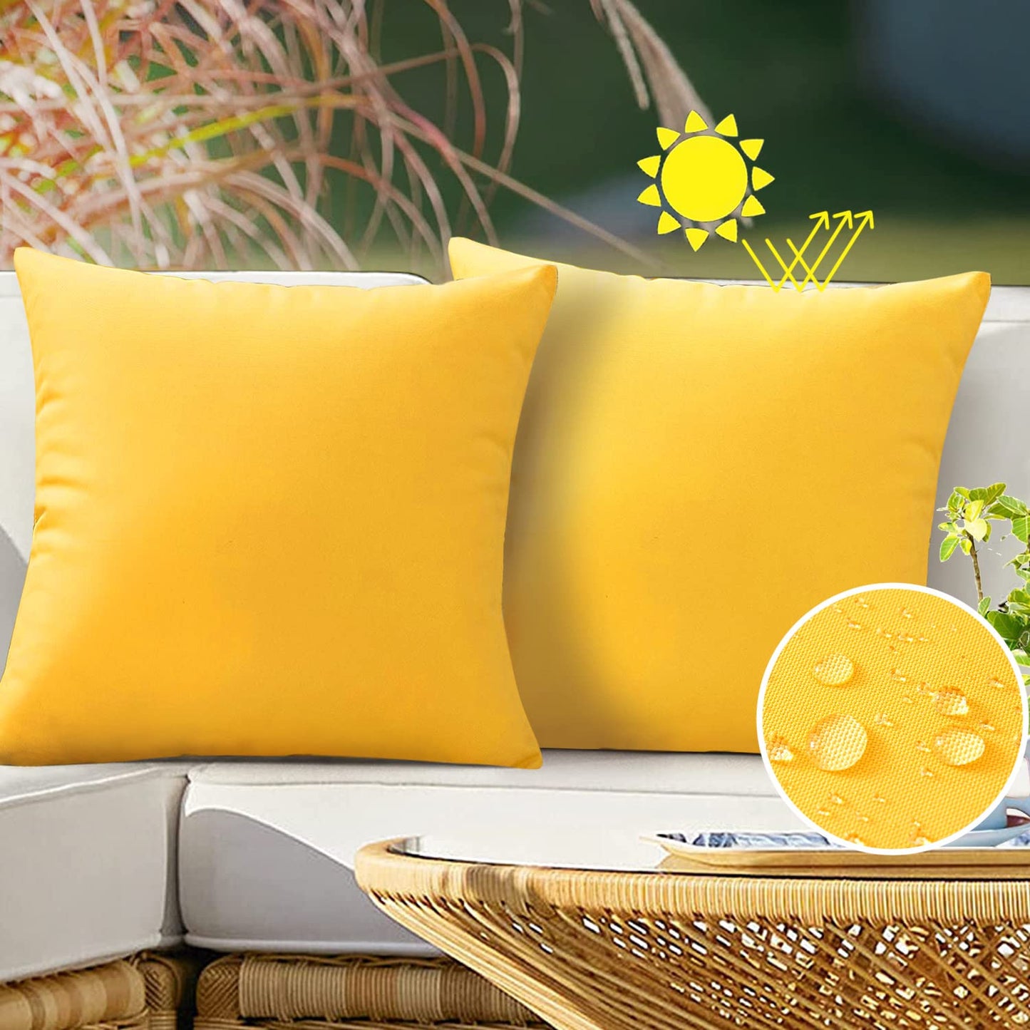 VAKADO Outdoor Waterproof Throw Pillow Covers 18X18 Set of 2 Decorative Green Patio Furniture Summer Cushion Cases Outside Decor for Couch Garden Bench Porch