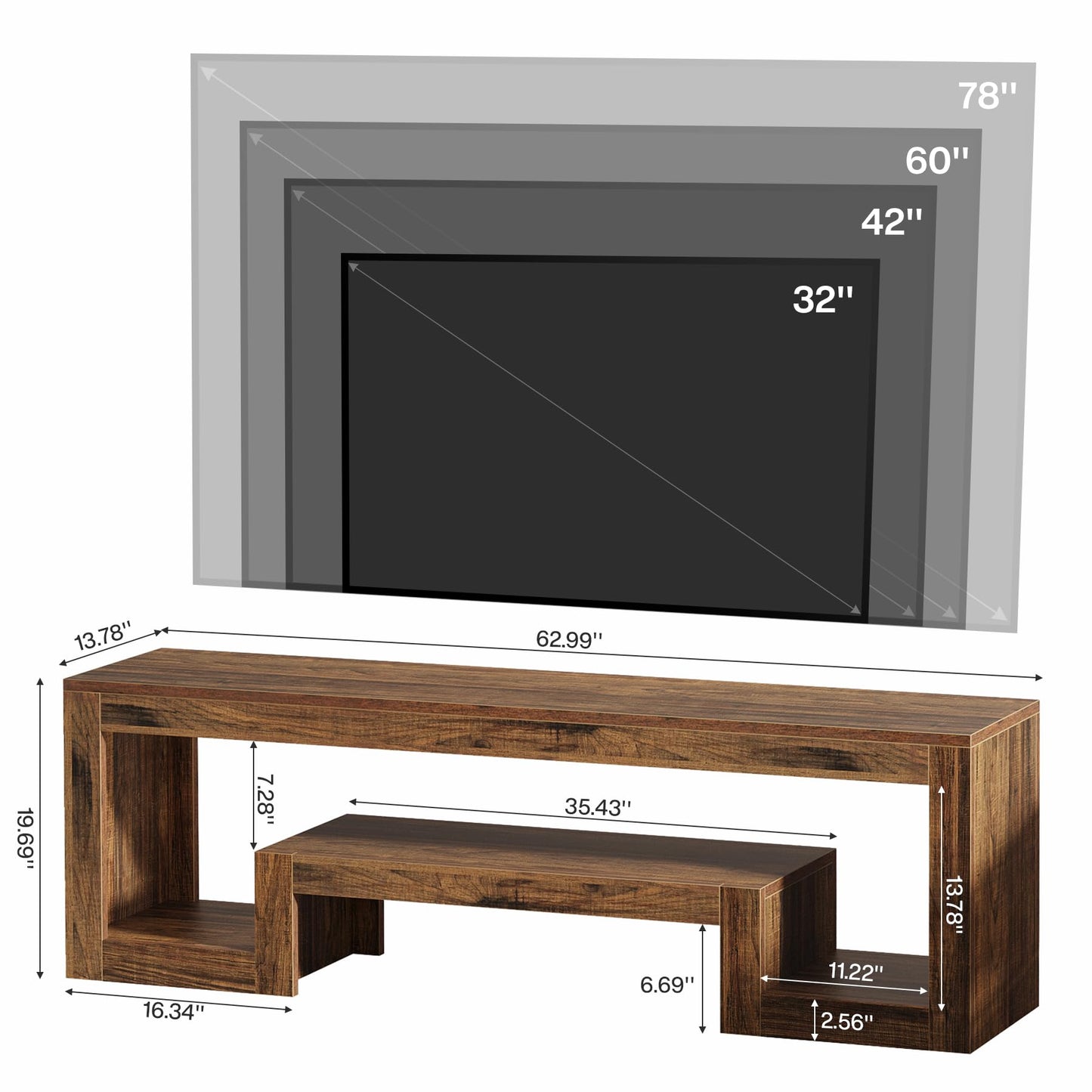 Tribesigns 63-Inch TV Stand for 55/60/65/75-Inch TVs, Farmhouse Entertainment Center with Open Storage Shelves, Wood Television Console for Living Room, Bedroom