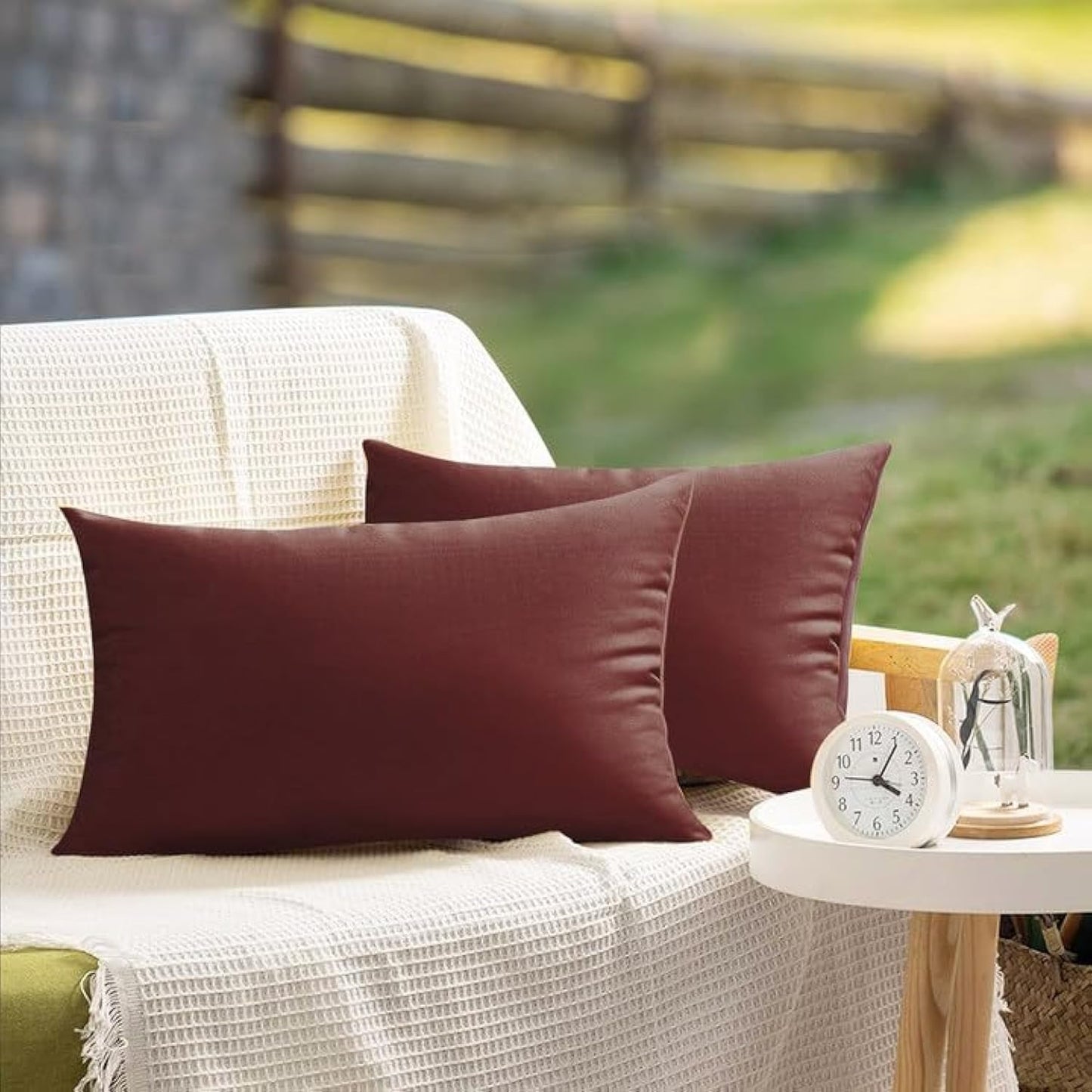 VAKADO Outdoor Waterproof Throw Pillow Covers 18X18 Set of 2 Decorative Green Patio Furniture Summer Cushion Cases Outside Decor for Couch Garden Bench Porch