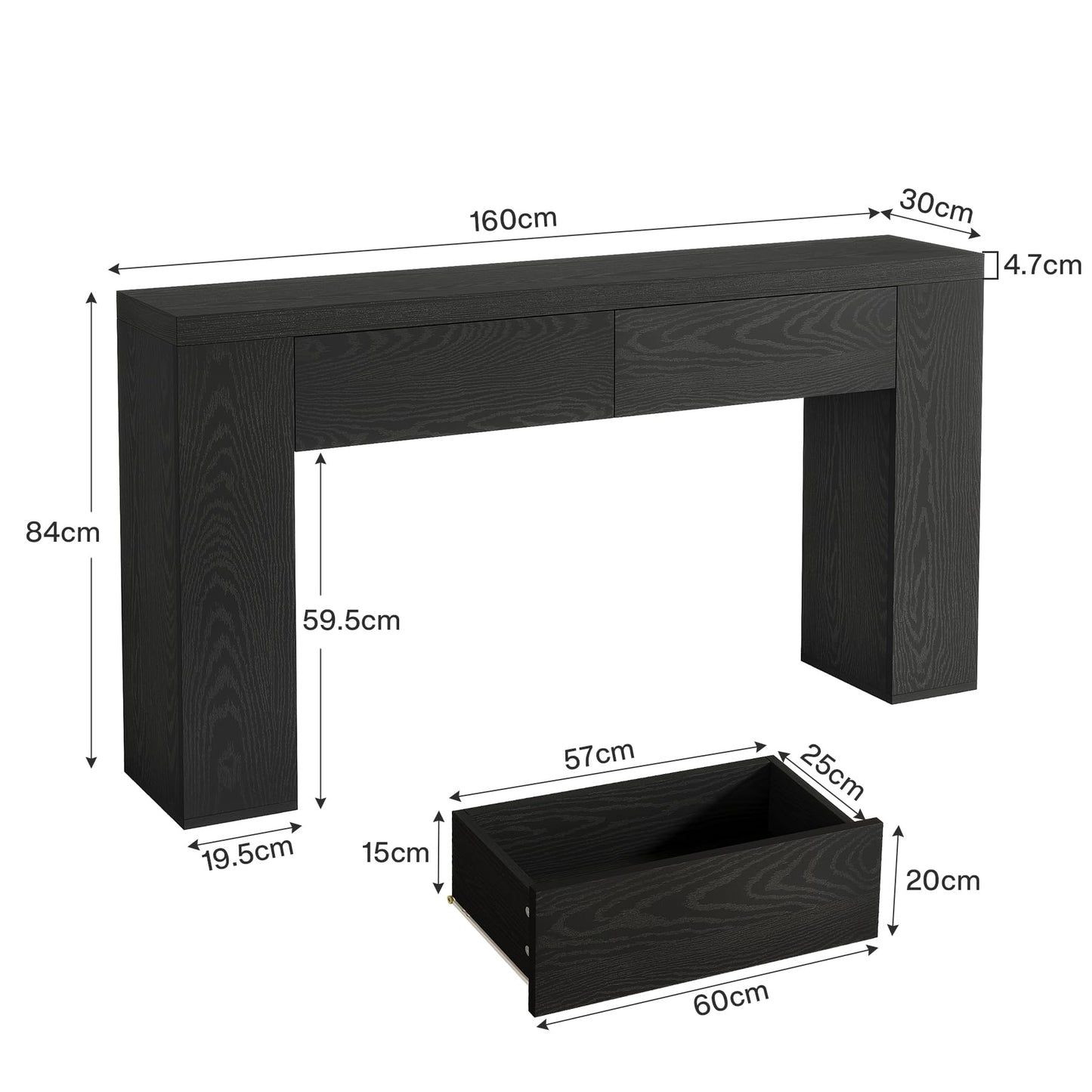 Tribesigns 63-Inch Console Table, Farmhouse Entryway Table with 2 Drawers and Sturdy Legs for Hallway, Living Room, Foyer, Easy Assembly (Black)