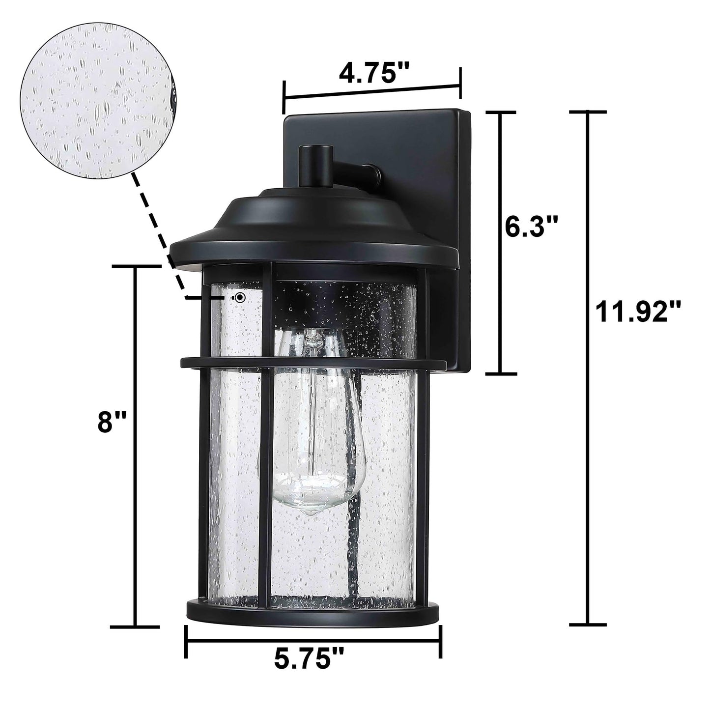 Dusk to Dawn Outdoor Porch Lights Wall Mount, Waterproof Exterior Light Fixtures,Black Modern Outdoor Light Fixtures Sconces with E26 Sockets & Glass Shades, Wall Lighting for Porch, Patio, Garage