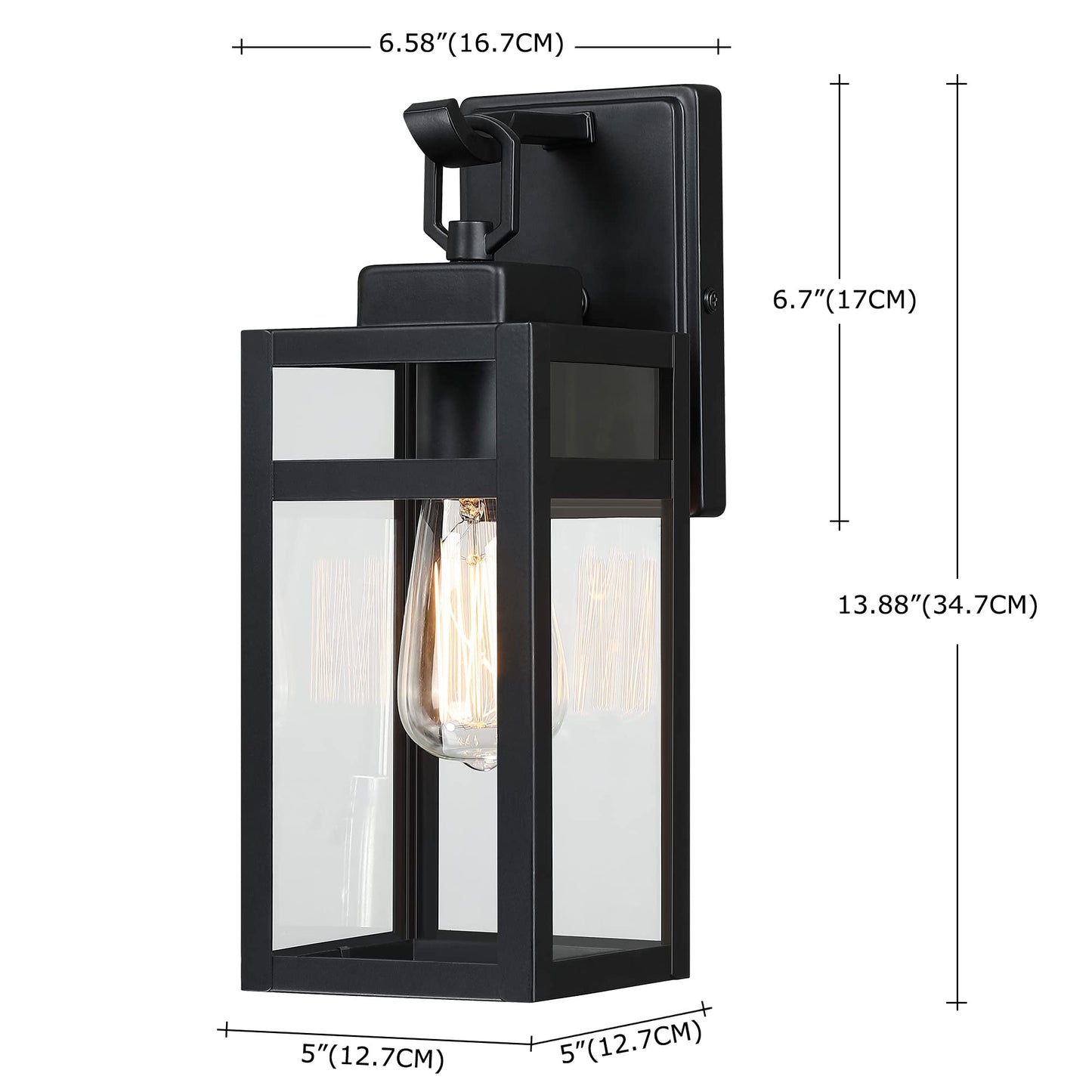 18 Inch Outdoor Wall Light Fixtures, Waterproof Exterior Light Fixtures, Modern Wall Lanterns with Clear Glass Shades, Porch Sconces Lighting for Patio Front Door Entryway Garage, E26 Sockets, 2-Pack