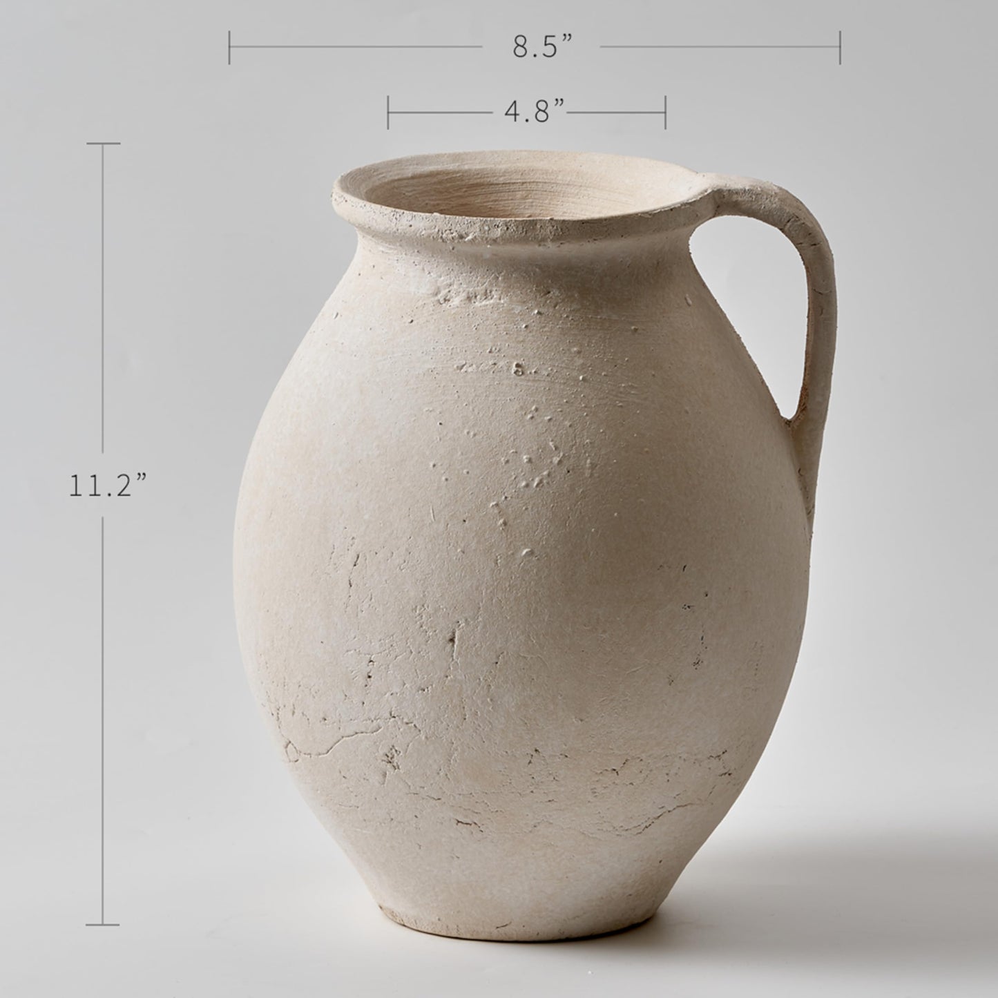 LB2 White Ceramic Large Vase, 11" Tall Zen Style, Terra Cotta Pitcher, Distressed Farmhouse Decor, Pottery Decorative Flower for Home Decor (B - White 11")