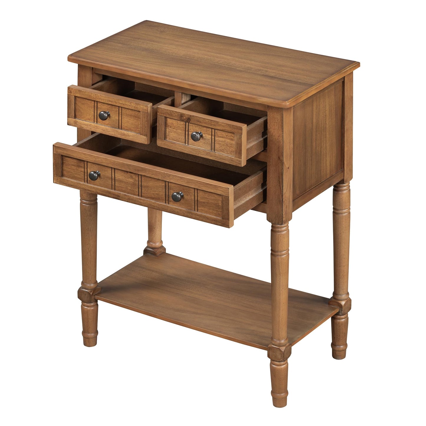 LKTART Small Solid Wood Sofa Table,Console Table with Drawers and Bottom Shelf, Entryway Hallway Foyer Entry Table for Living Room(23.7" Natural)