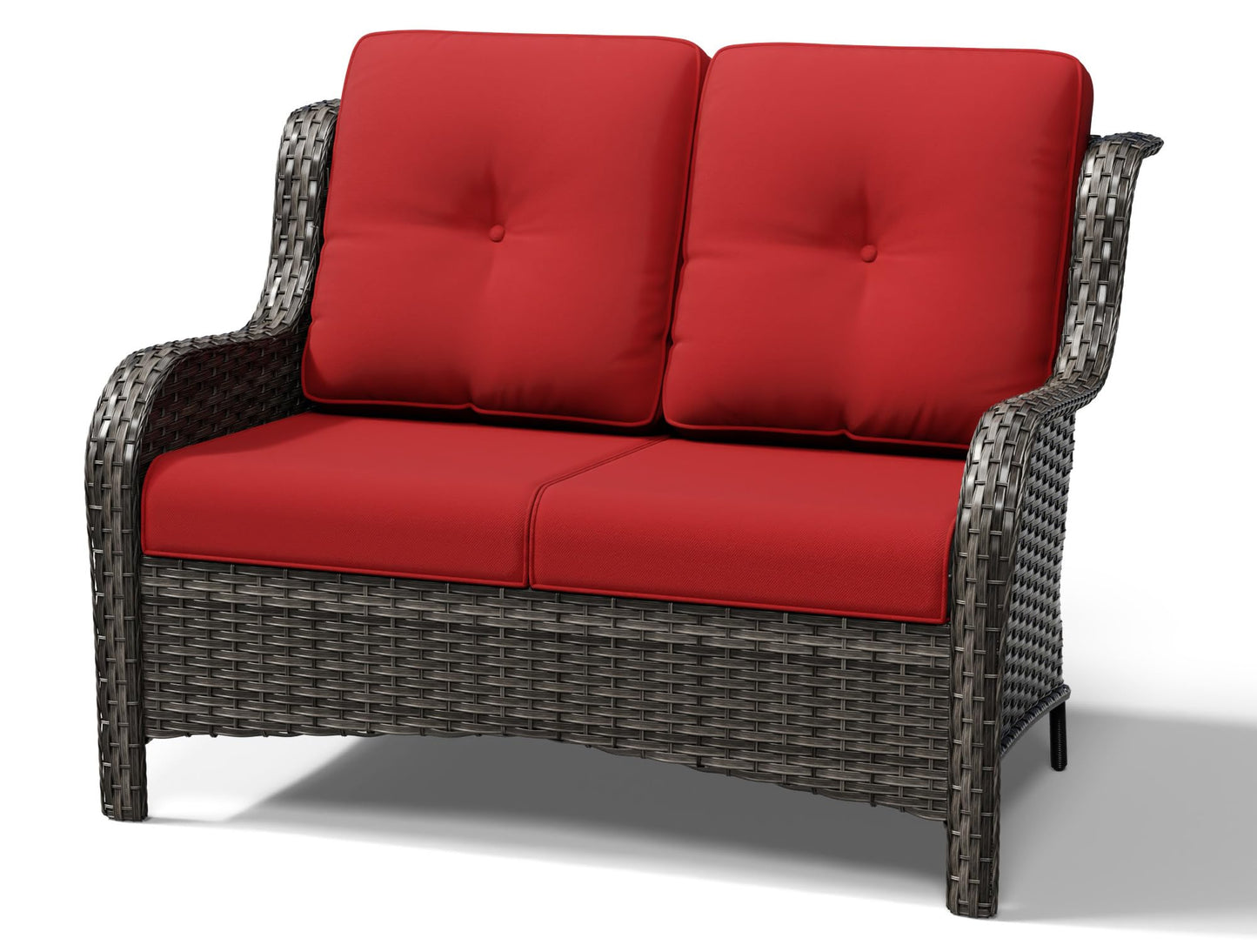 Joyside Outdoor Patio Couch,Outdoor Wicker Loveseat with High Back, Deep Seating, Wide Armrest, Thickened Cushions, Patio Loveseat for Deck, Porch Use