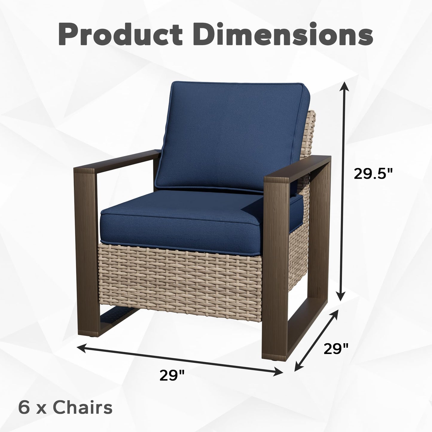 Joyside Outdoor Patio Swivel Rocker Chairs, 3 Pieces Wicker Furniture Set, 2 Swivel Rocking Chairs and 1 Table, Metal Wide Armrest, Thick Cushions and Deep Seating for Garden, Backyard, Porch, Deck