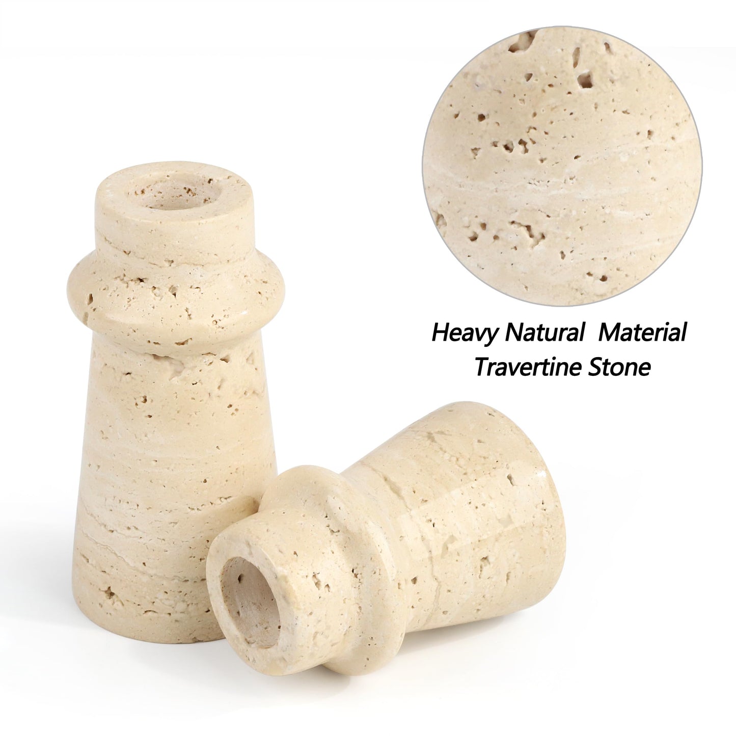 Vixdonos Marble Candle Holder Set of 2 Taper Candle Candlestick Mantle Candle Stand for Home Decor,Wedding,Party and Table Centerpieces(Brown)