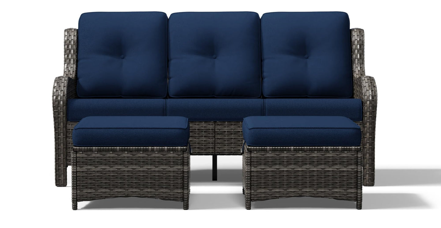 Joyside Outdoor Patio Couch, 3 Seater Outdoor Wicker Sofa with High Back, Deep Seating, Wide Armrest, Thickened Cushions, Patio Sofa for Deck, Porch Use