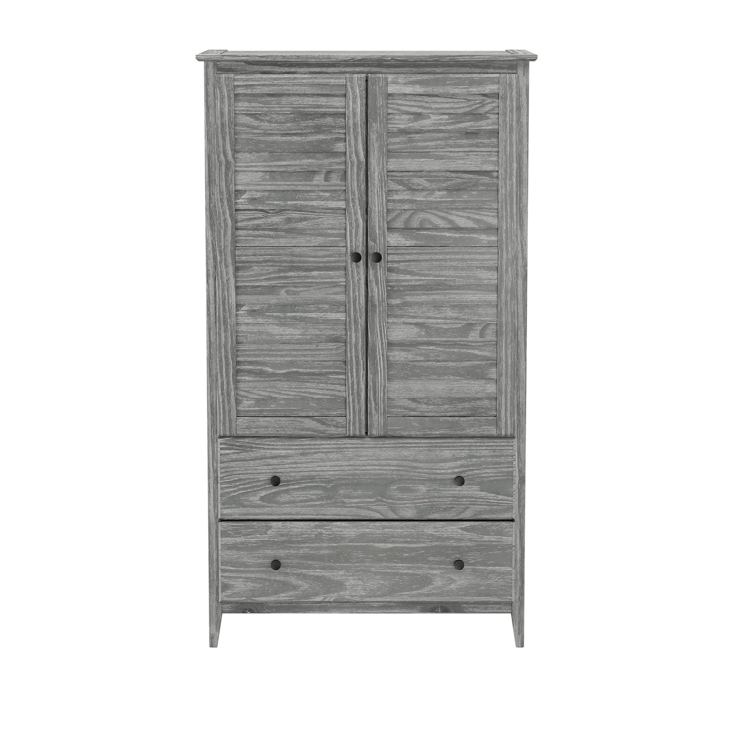 Grain Wood Furniture Greenport 2-Door Wardrobe, Solid Wood with a Brushed Walnut Finish