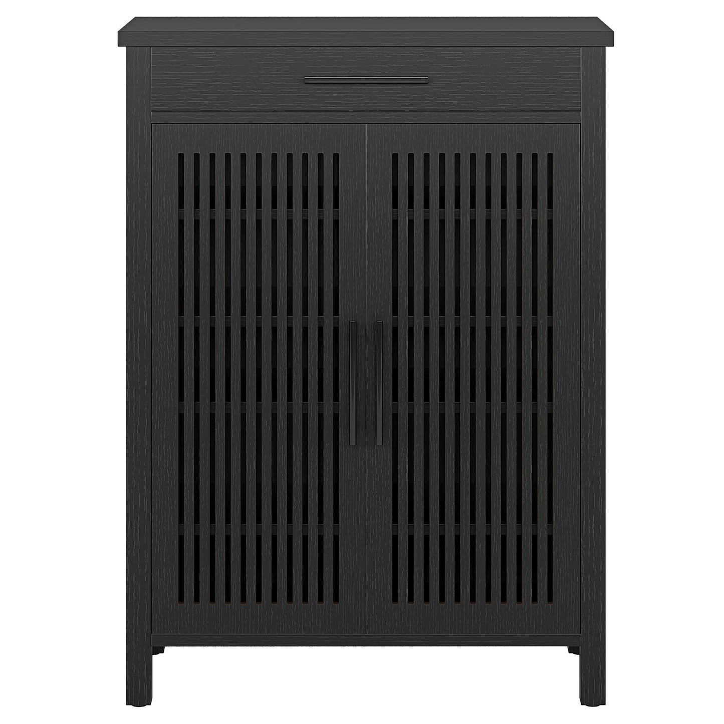 Tribesigns Shoe Cabinet, 5-Tier Shoe Storage Cabinet with Louvered Doors and Drawer, Freestanding Wooden Shoe Rack Organizer with Adjustable Shelves for Entryway, Hallway, Closet, Brown