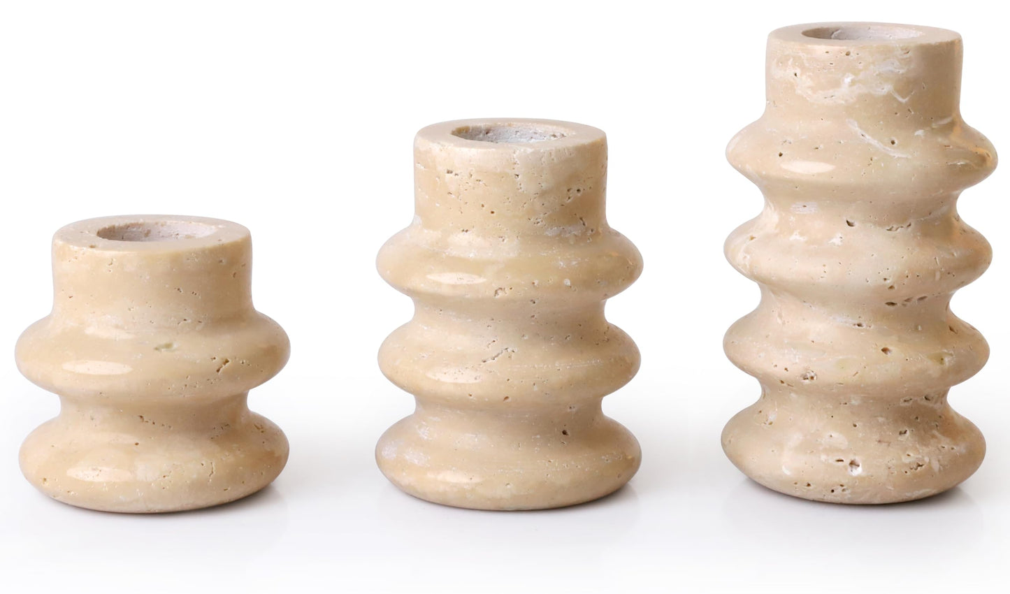Vixdonos Marble Candle Holder Set of 2 Taper Candle Candlestick Mantle Candle Stand for Home Decor,Wedding,Party and Table Centerpieces(Brown)