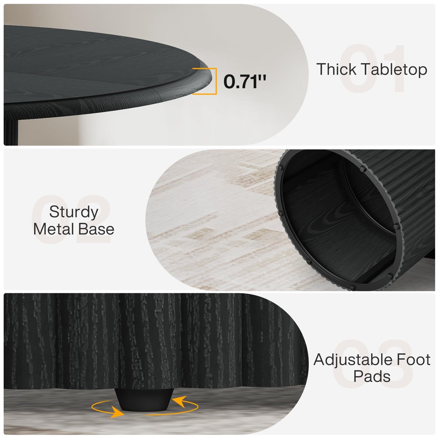 Tribesigns 47" Round Dining Table for 4, Farmhouse Kitchen Table with Metal Base, Modern Small Dinner Table for Dining Room,Kitchen (Chairs Not Included)