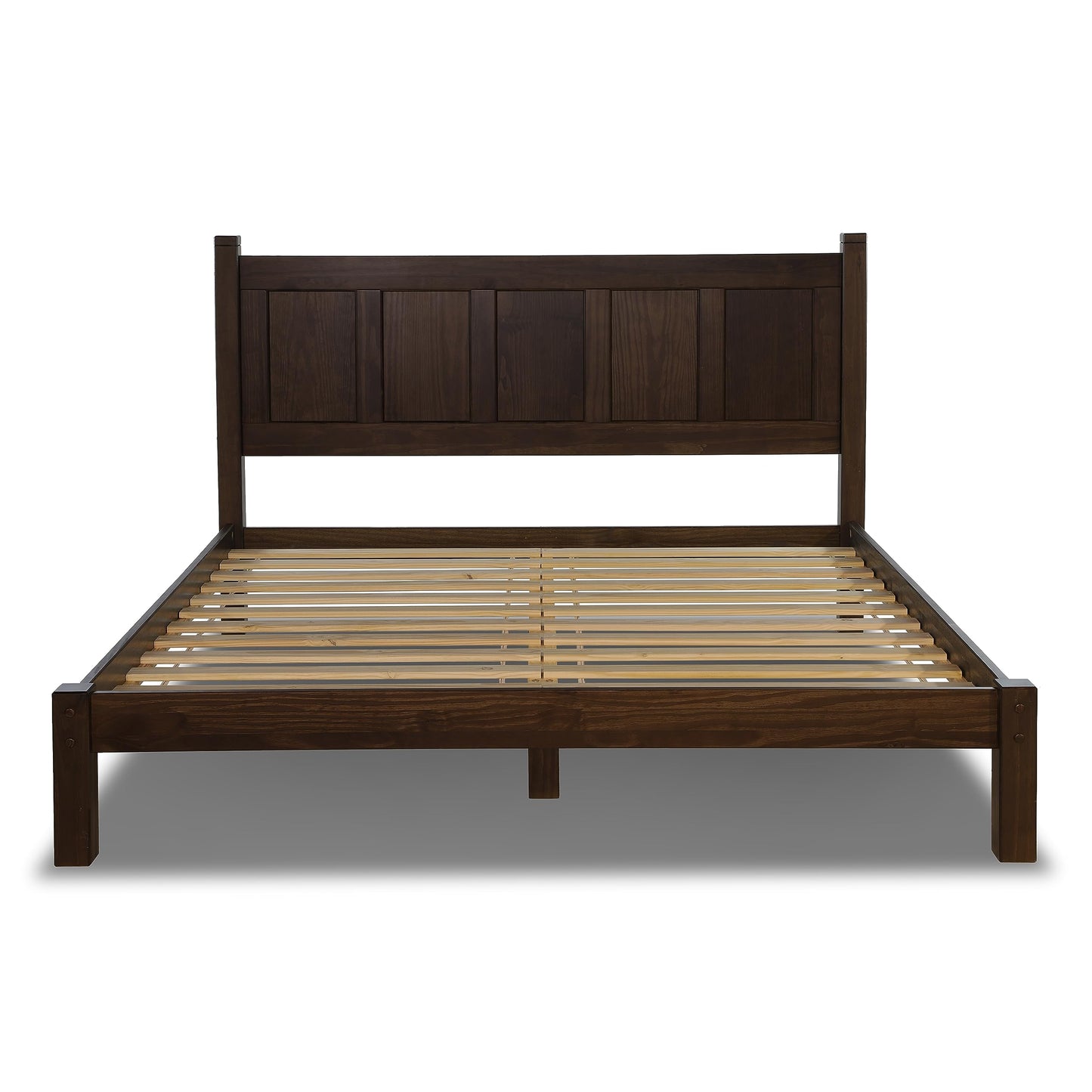 Grain Wood Furniture Shaker Solid Wood Panel Platform Bed, Queen Size, Expresso