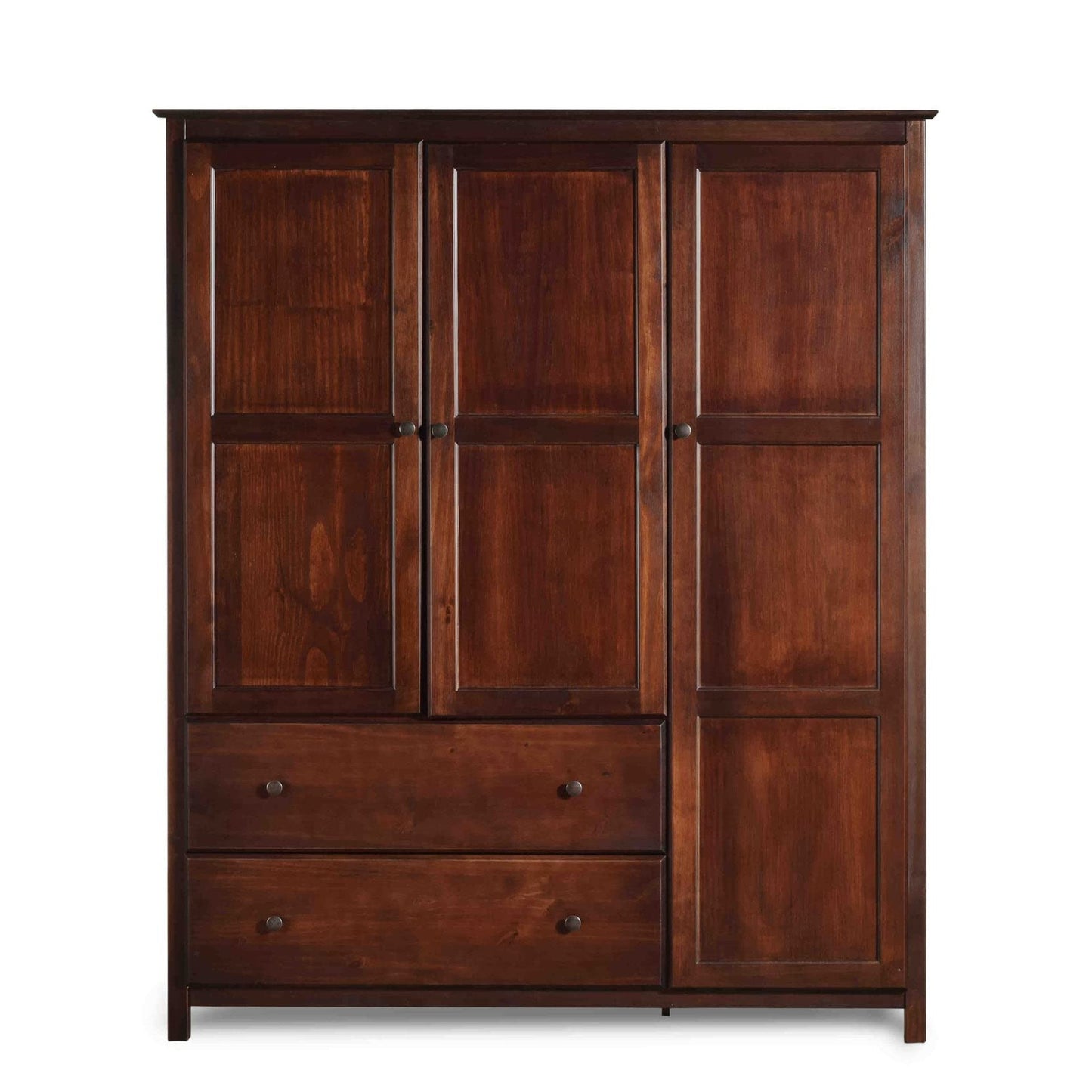 Grain Wood Furniture Shaker 3-Door Wardrobe, Solid Wood with Expresso Finish